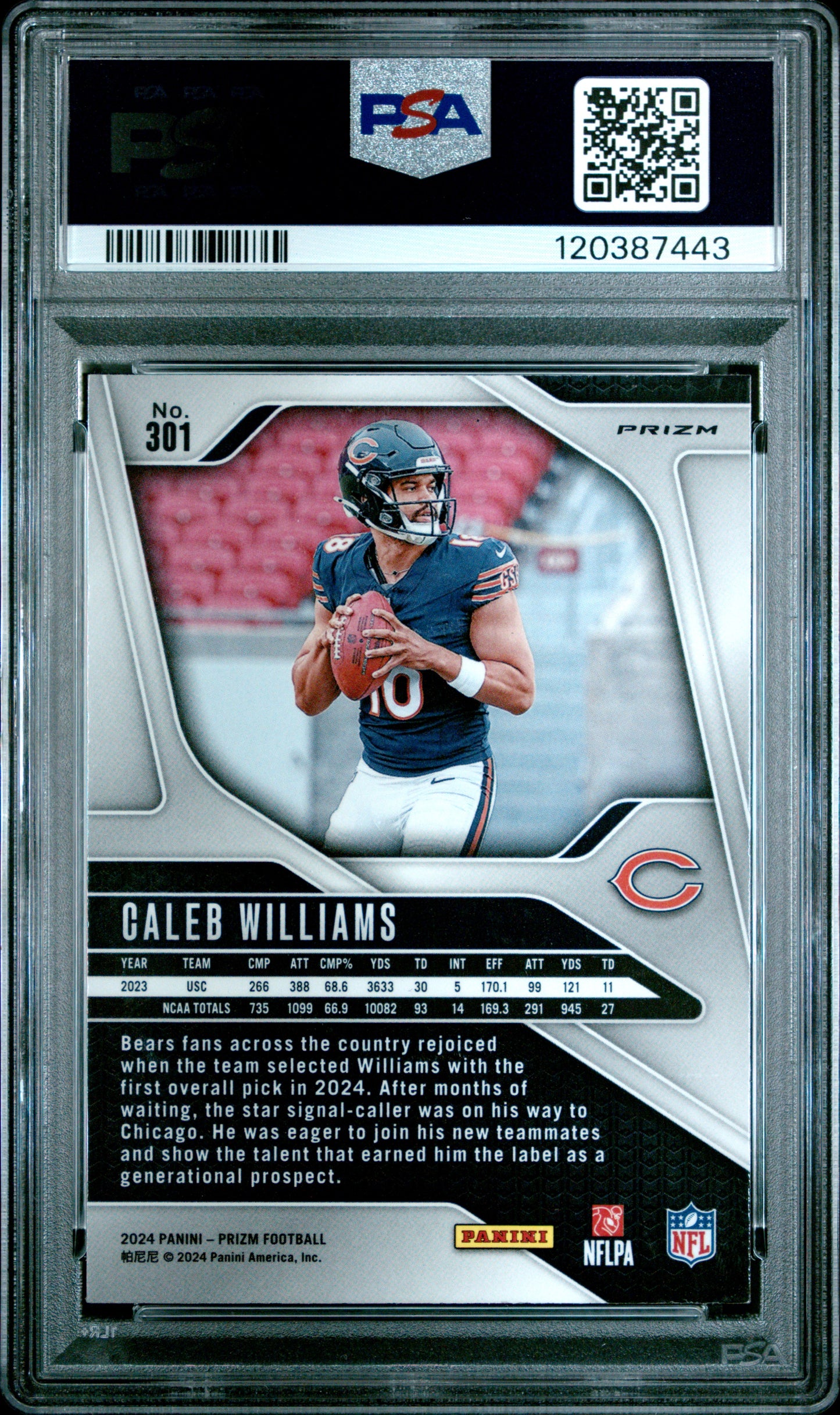 2024 Panini Prizm #301 Pink Wave Caleb Williams RC PSA 8