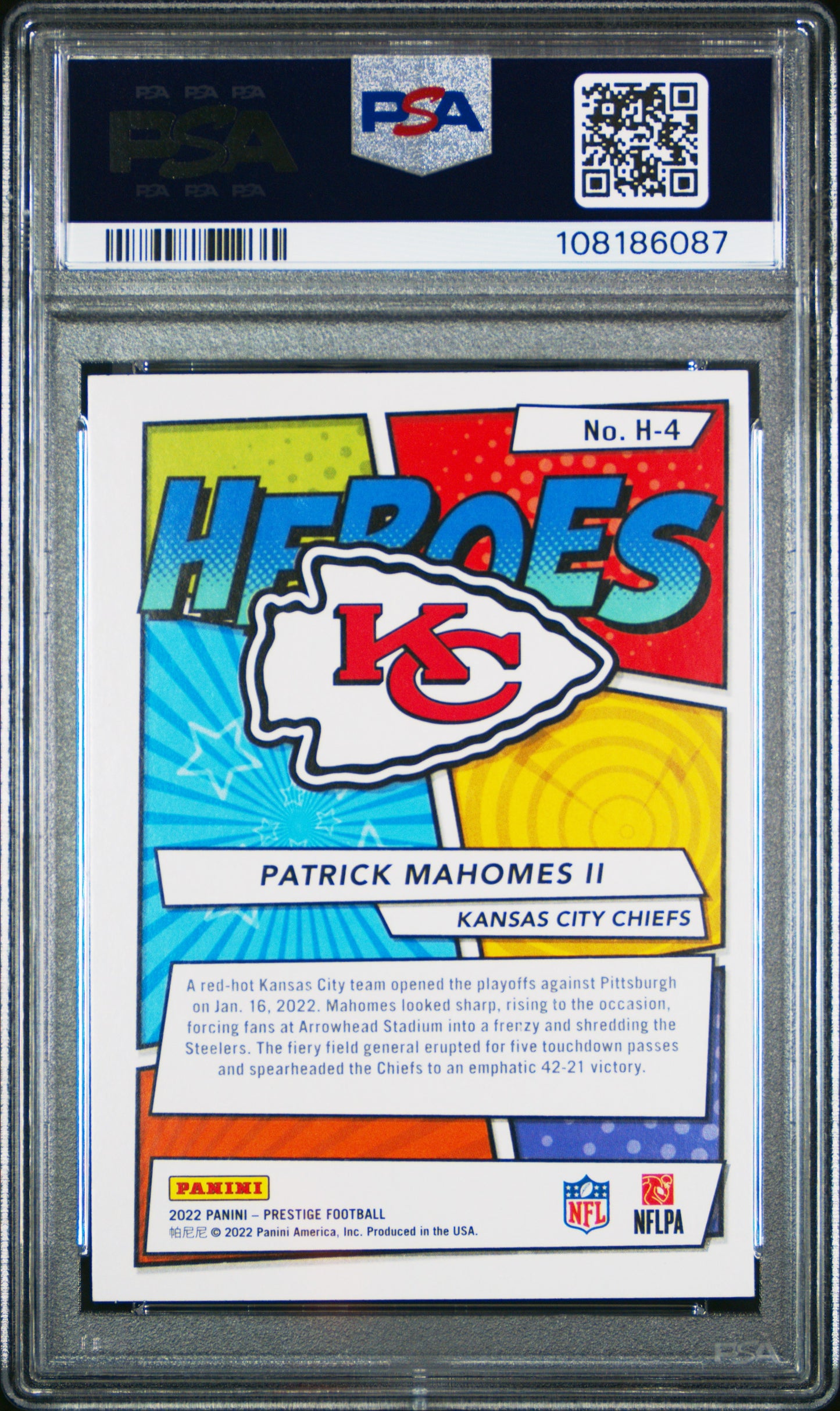 2022 Panini Prestige Heroes #H4 Heroes Patrick Mahomes Ii PSA 10