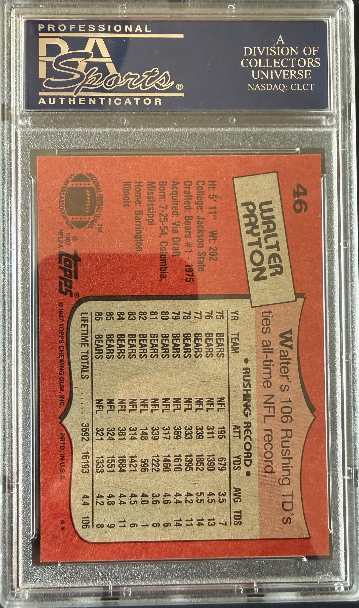 1987 Topps #46 Walter Payton PSA 9