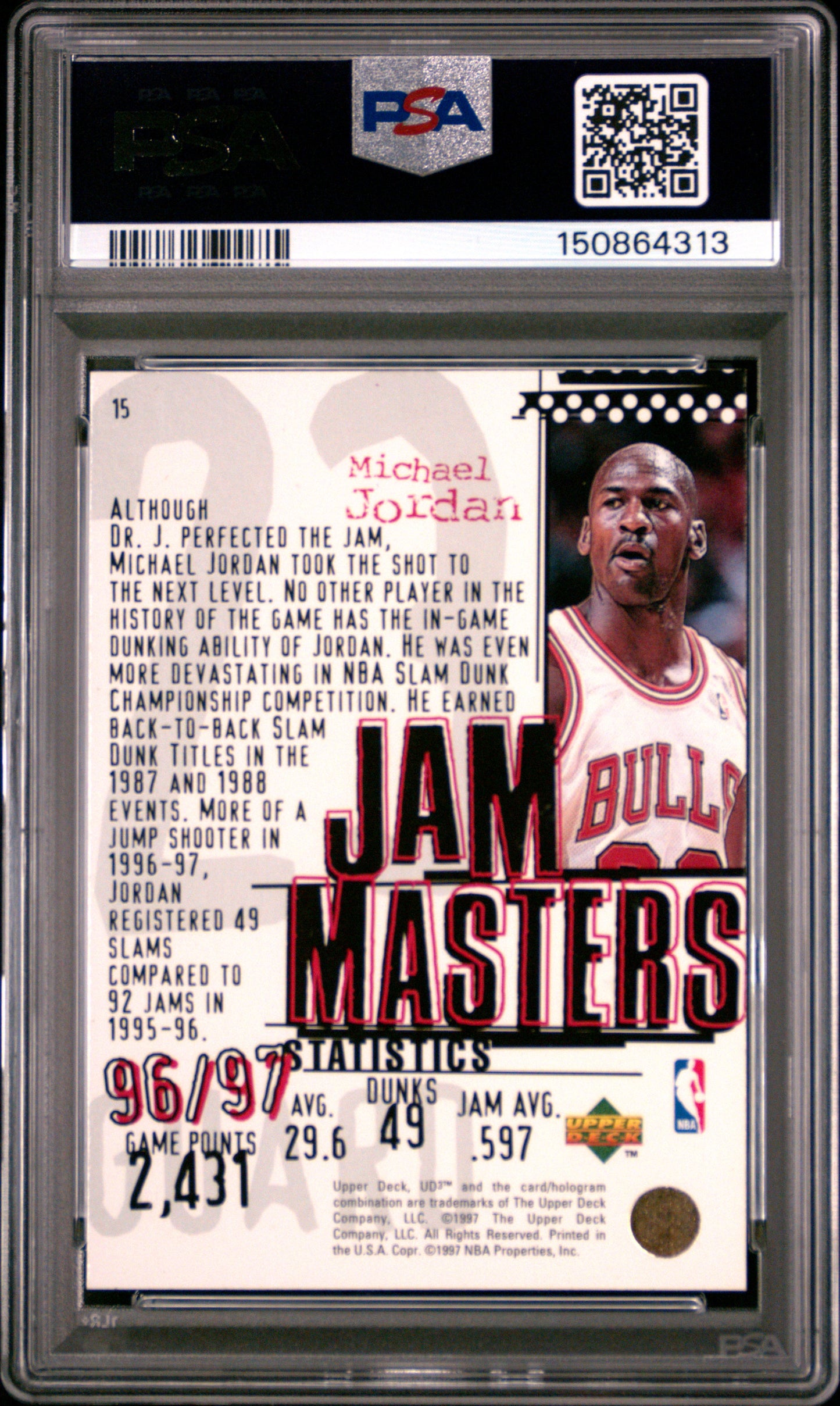 1997 UD3 Jam Masters #15 Michael Jordan PSA 10