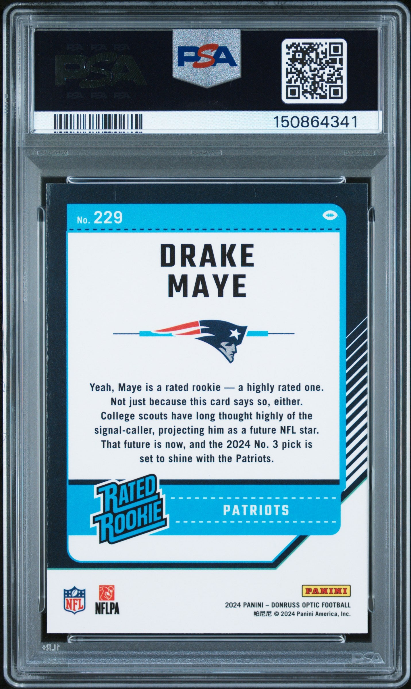 2024 Panini Donruss Optic #229 Drake Maye RC PSA 9 (4341)