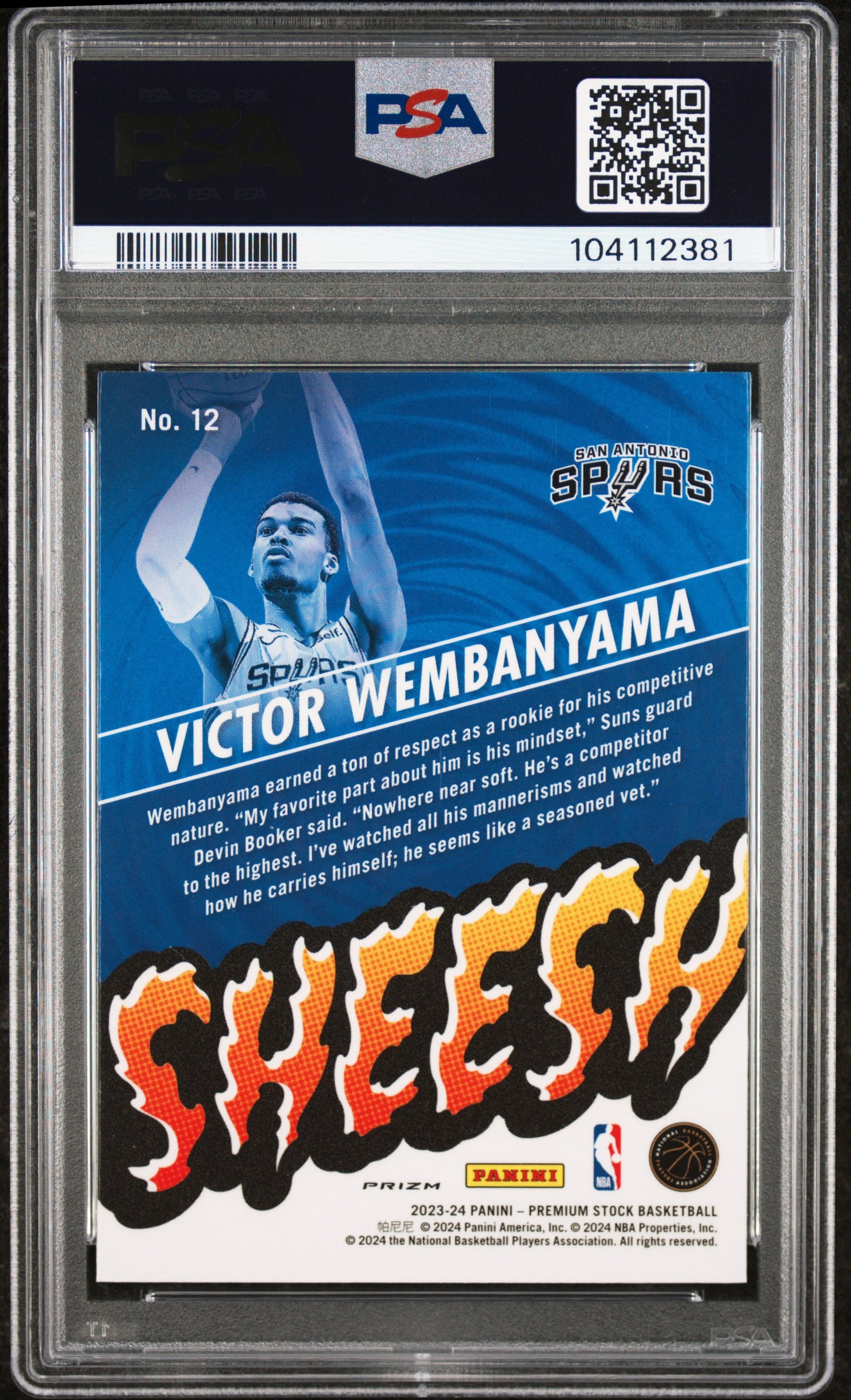 2023 Hoops Premium Stock Sheesh #12 Silver Prizm Victor Wembanyama RC PSA 10