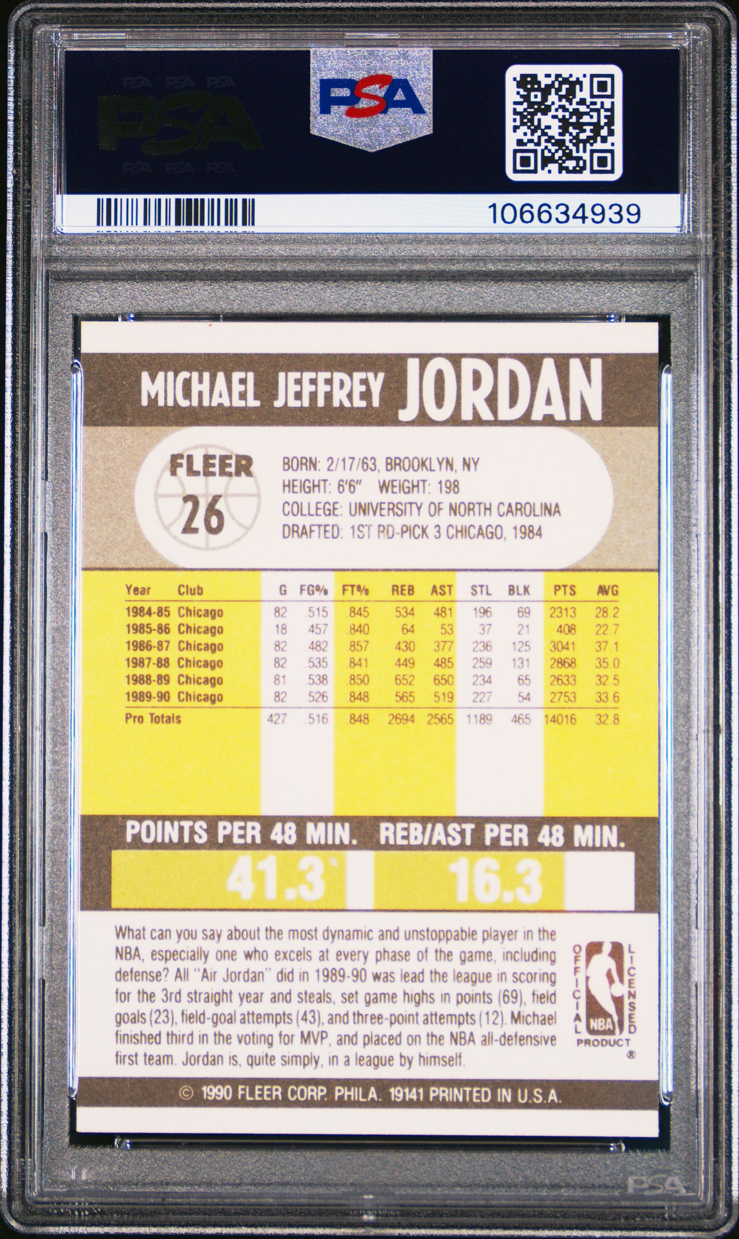 1990 Fleer #26 Michael Jordan PSA 8 (4939)
