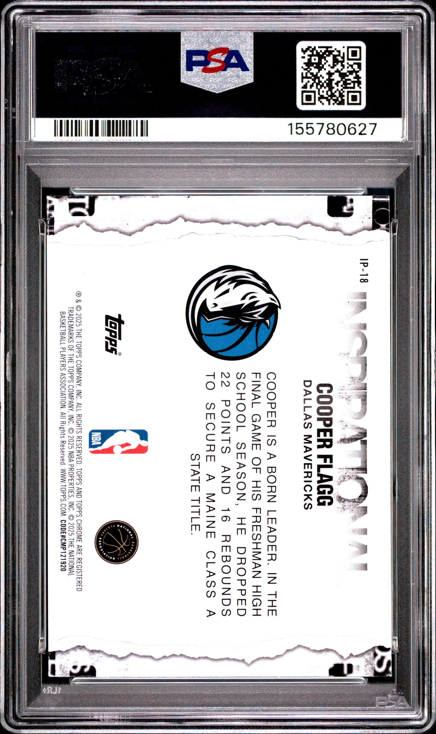 2025 Topps Chrome Inspirational #IP-18 Cooper Flagg RC PSA 10