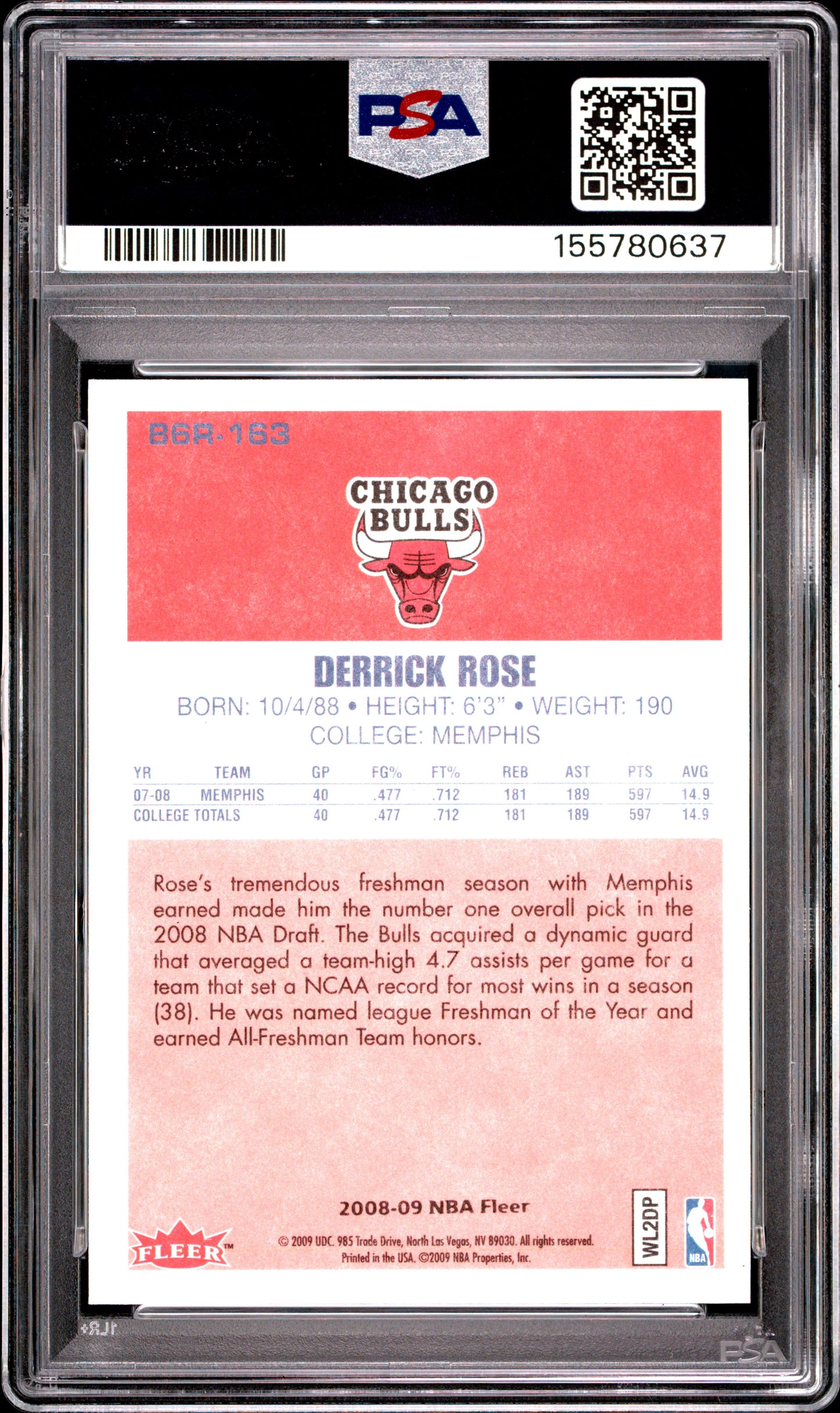 2008 Fleer 1986-87 Rookies #163 1986-87 Rookies Derrick Rose RC PSA 9