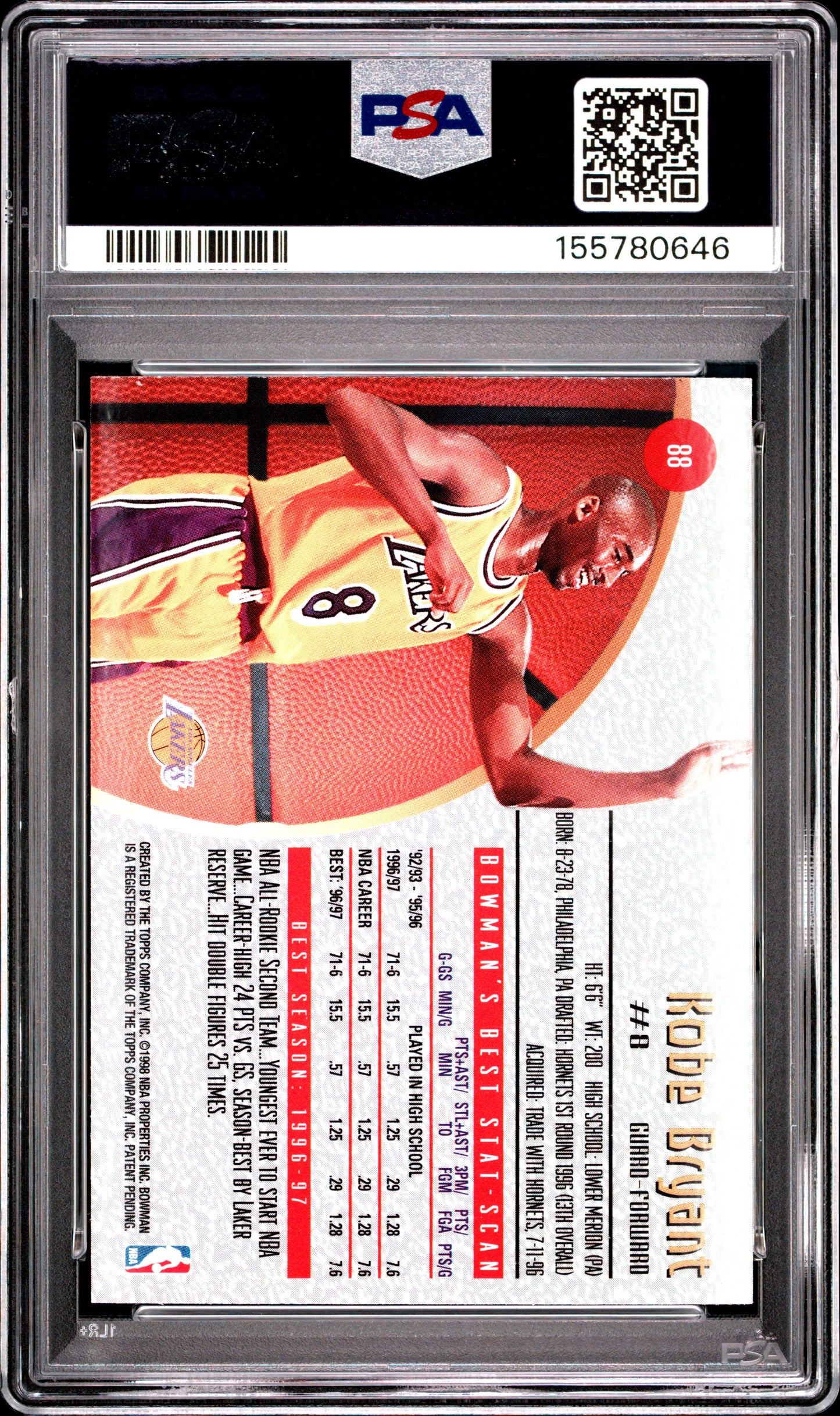 1997 Bowman's Best #88 Kobe Bryant PSA 8