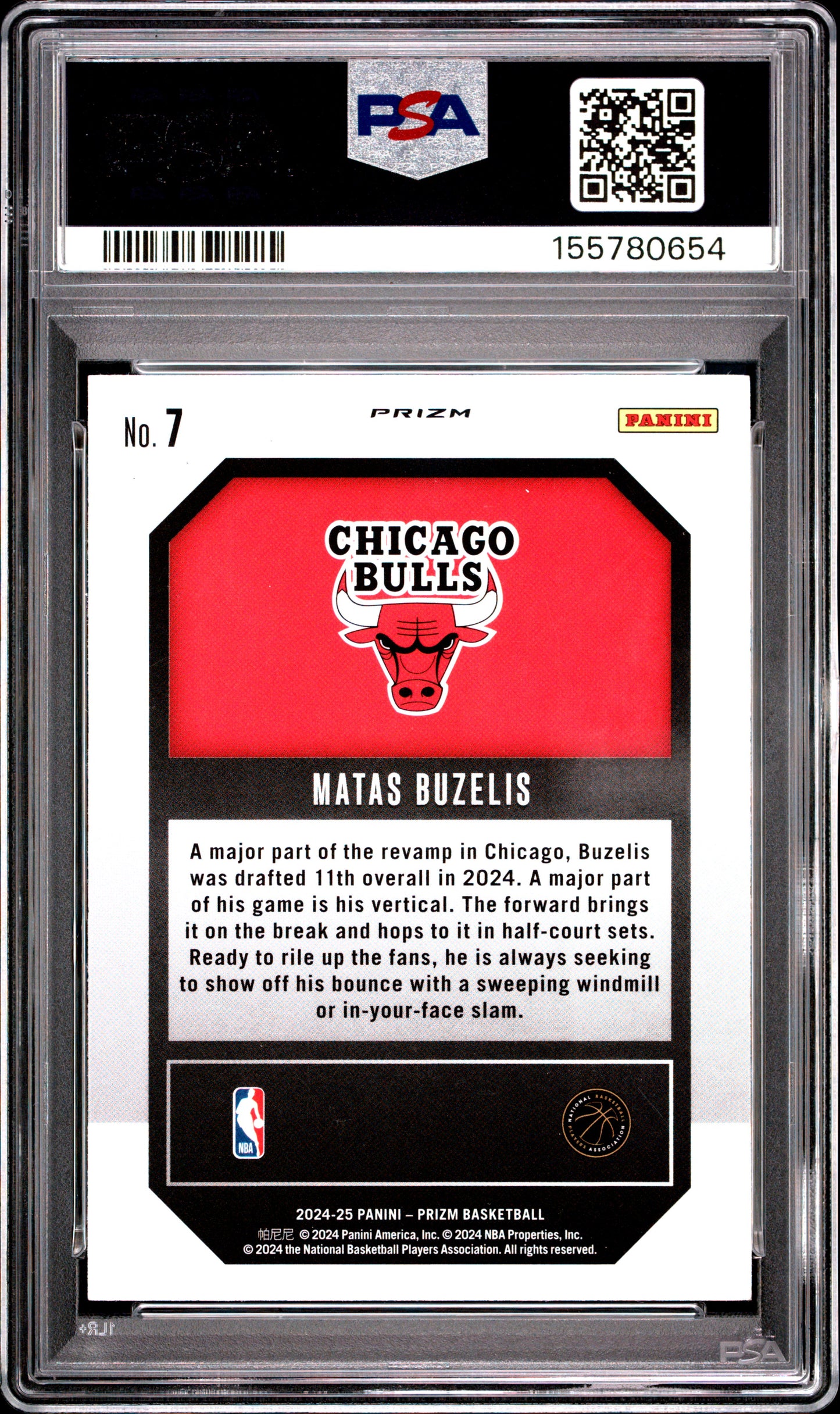 2024 Panini Prizm Emergent #7 Silver Prizm Matas Buzelis RC PSA 8