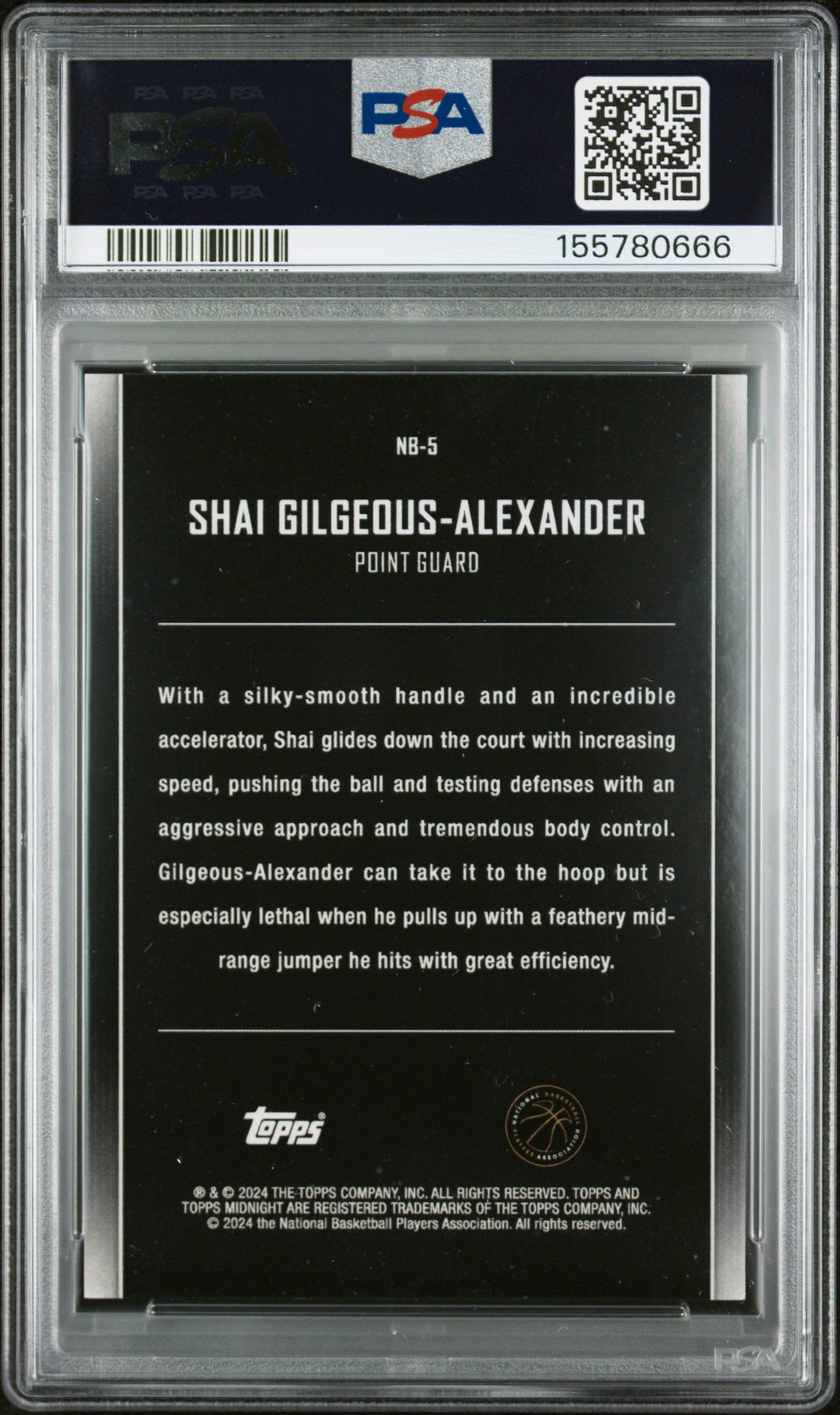 2023 Topps Midnight Nightball #NB5 Shaii Gilgeous-Alexander PSA 9
