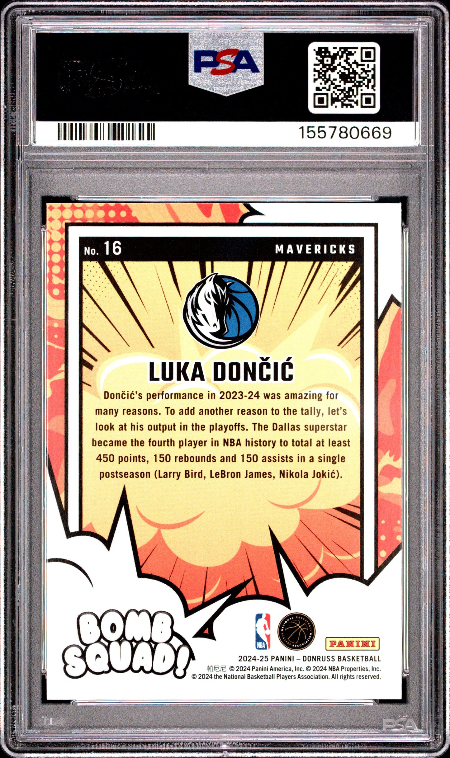 2024 Panini Donruss Bomb Squad #16 Disco Luka Doncic PSA 9