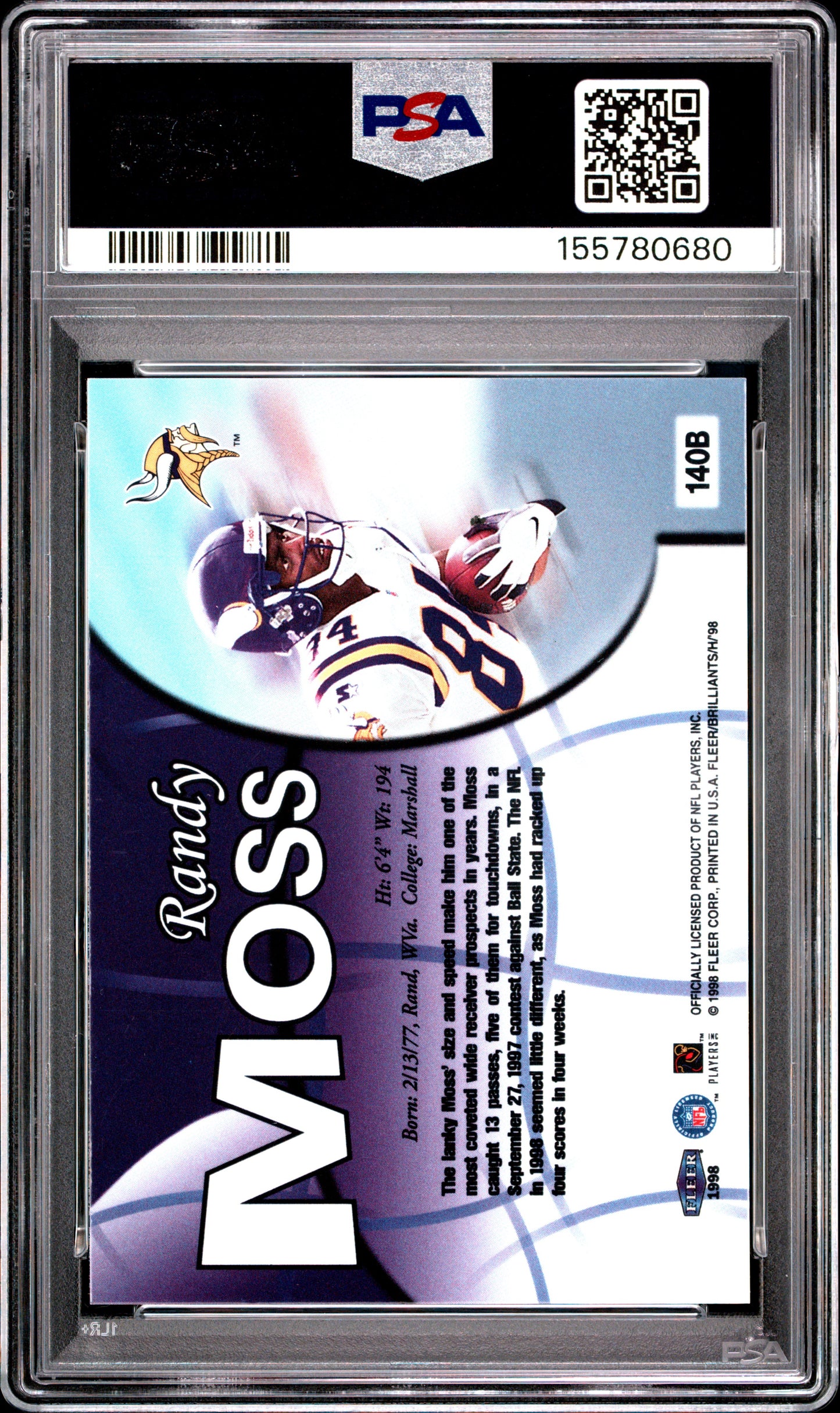 1998 Fleer Brilliants #140B Blue Randy Moss RC PSA 9