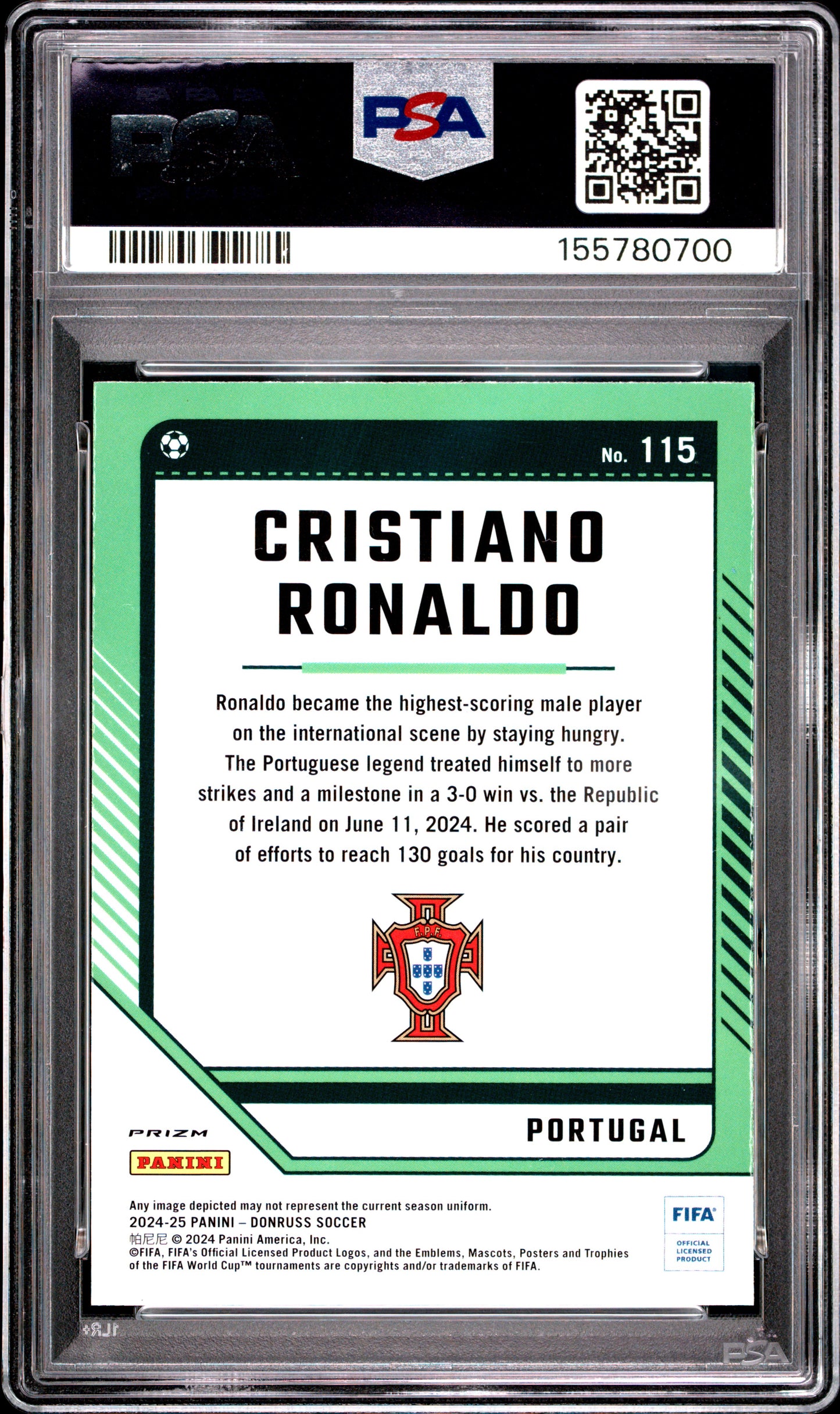 2024-25 Panini Donruss Fifa #115 Optic-Holo Cristiano Ronaldo PSA 9