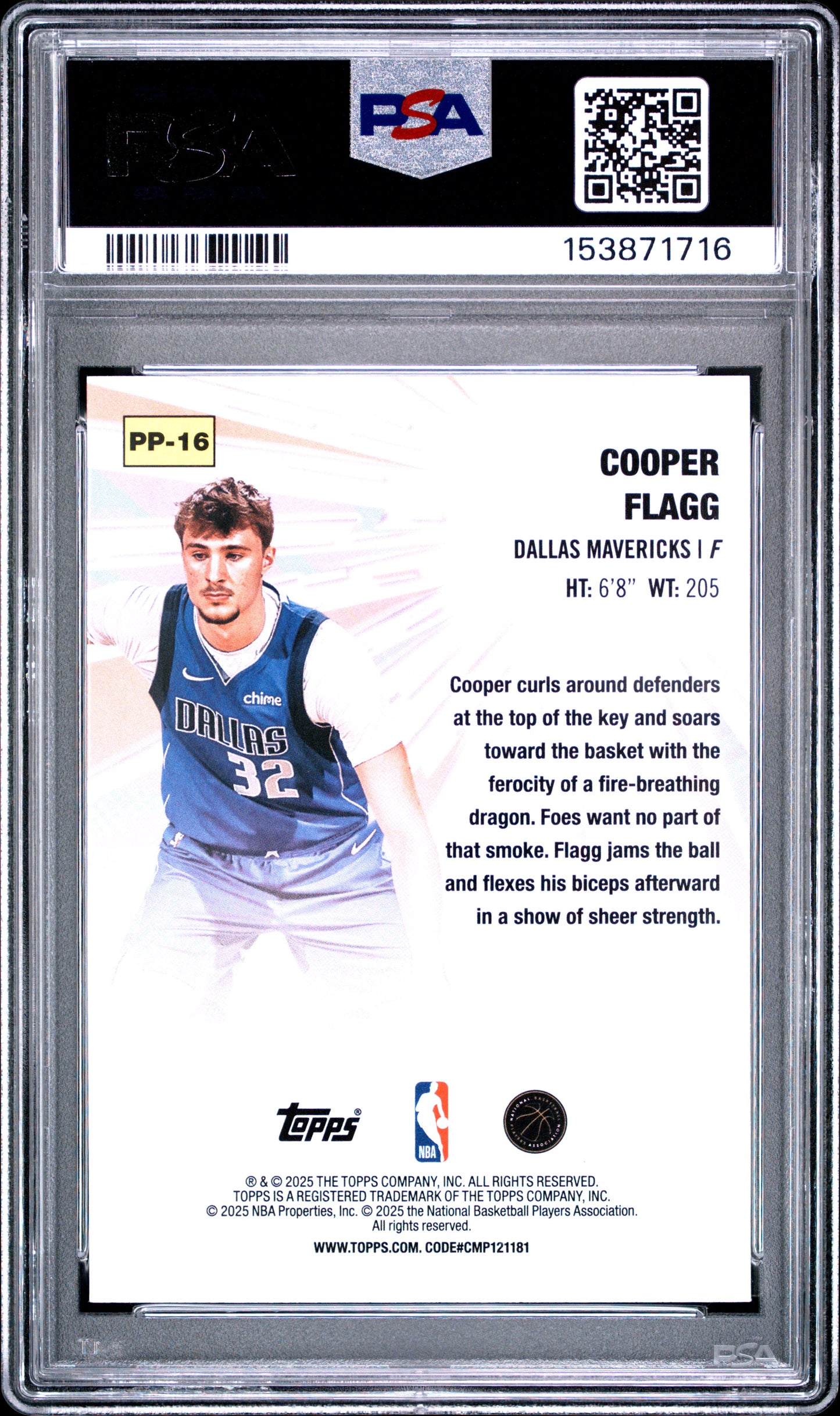 2025 Topps Power Players #PP-16 Cooper Flagg RC PSA 10 (1716)