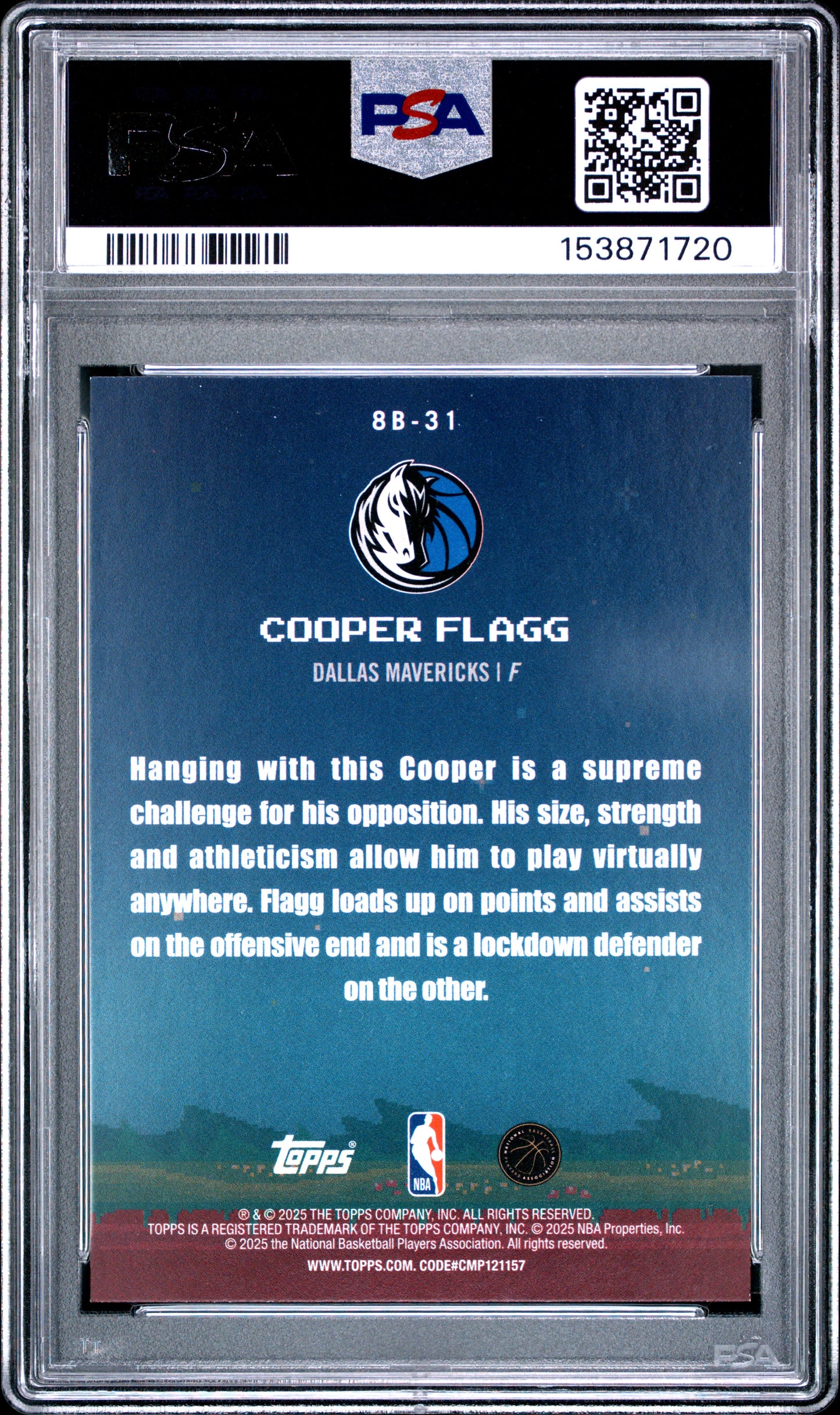 2025 Topps 8 Bit Ballers #8B-31 Holo Foil Cooper Flagg RC PSA 9