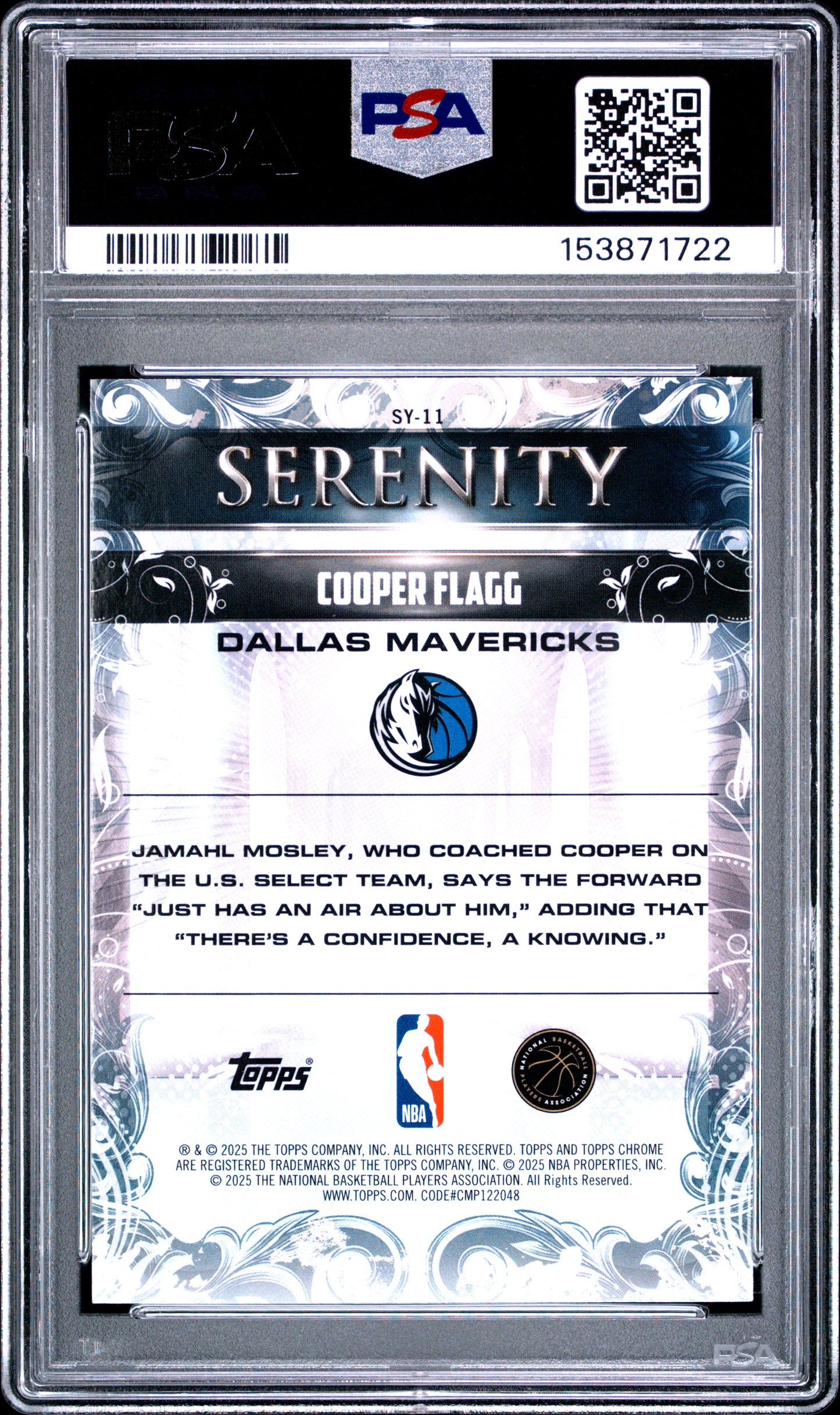 2025 Topps Chrome Serenity #SY-11 Cooper Flagg RC PSA 10