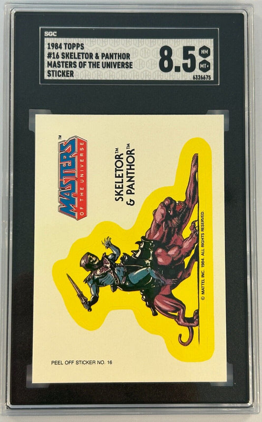 1984 Topps 16 Masters of the Universe Sticker Skeletor & Panthor SGC 8.5