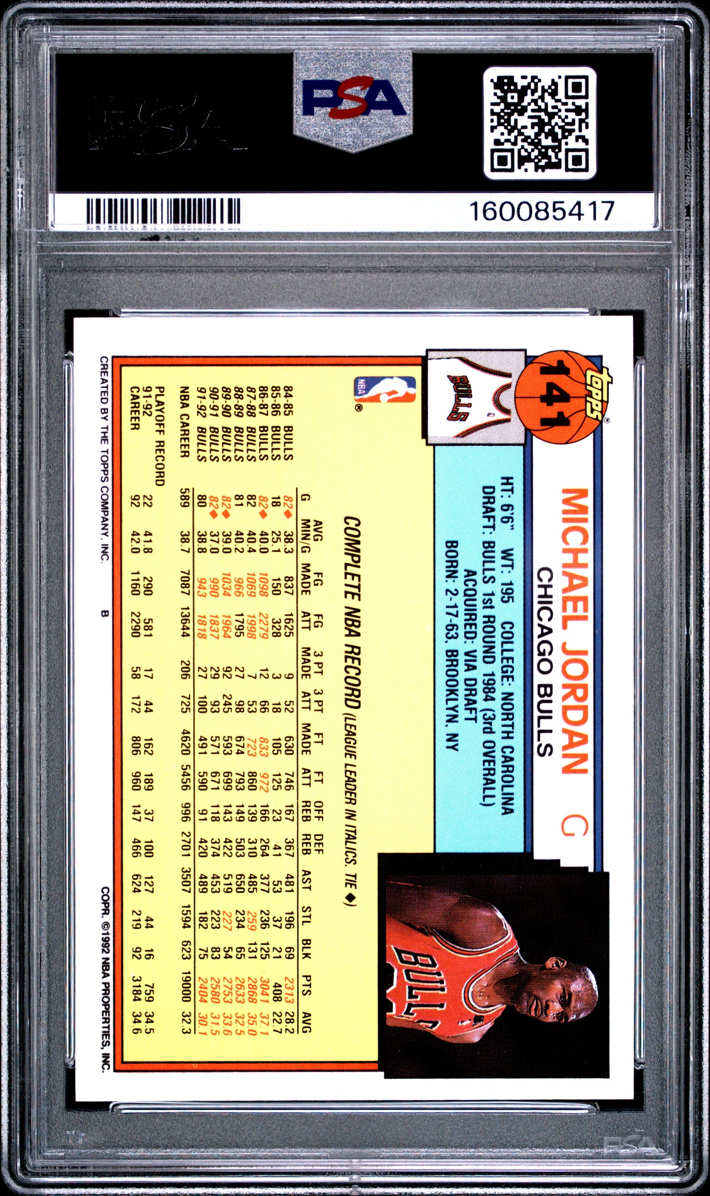 1992 Topps #141 Michael Jordan PSA 9