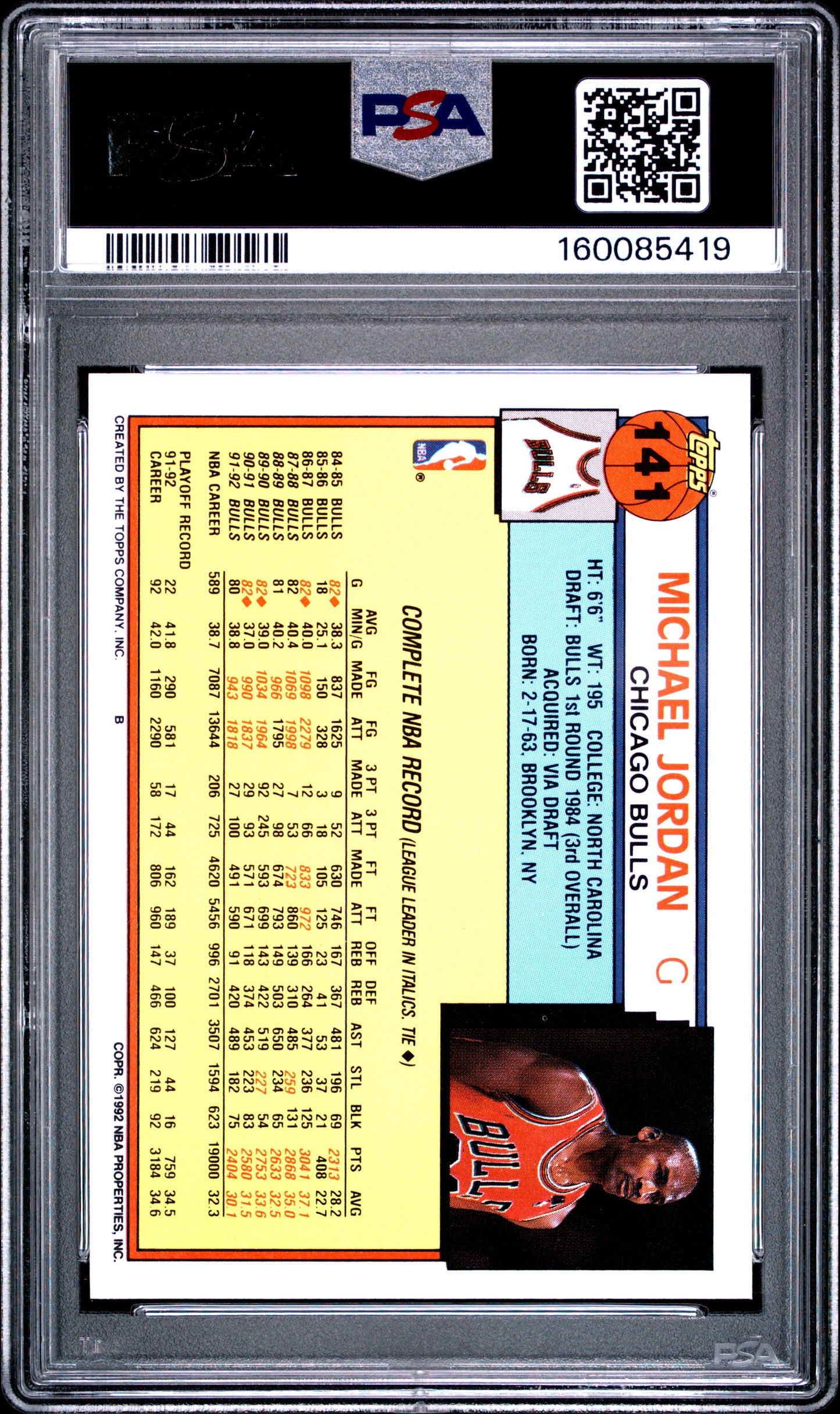1992 Topps #141 Michael Jordan PSA 8