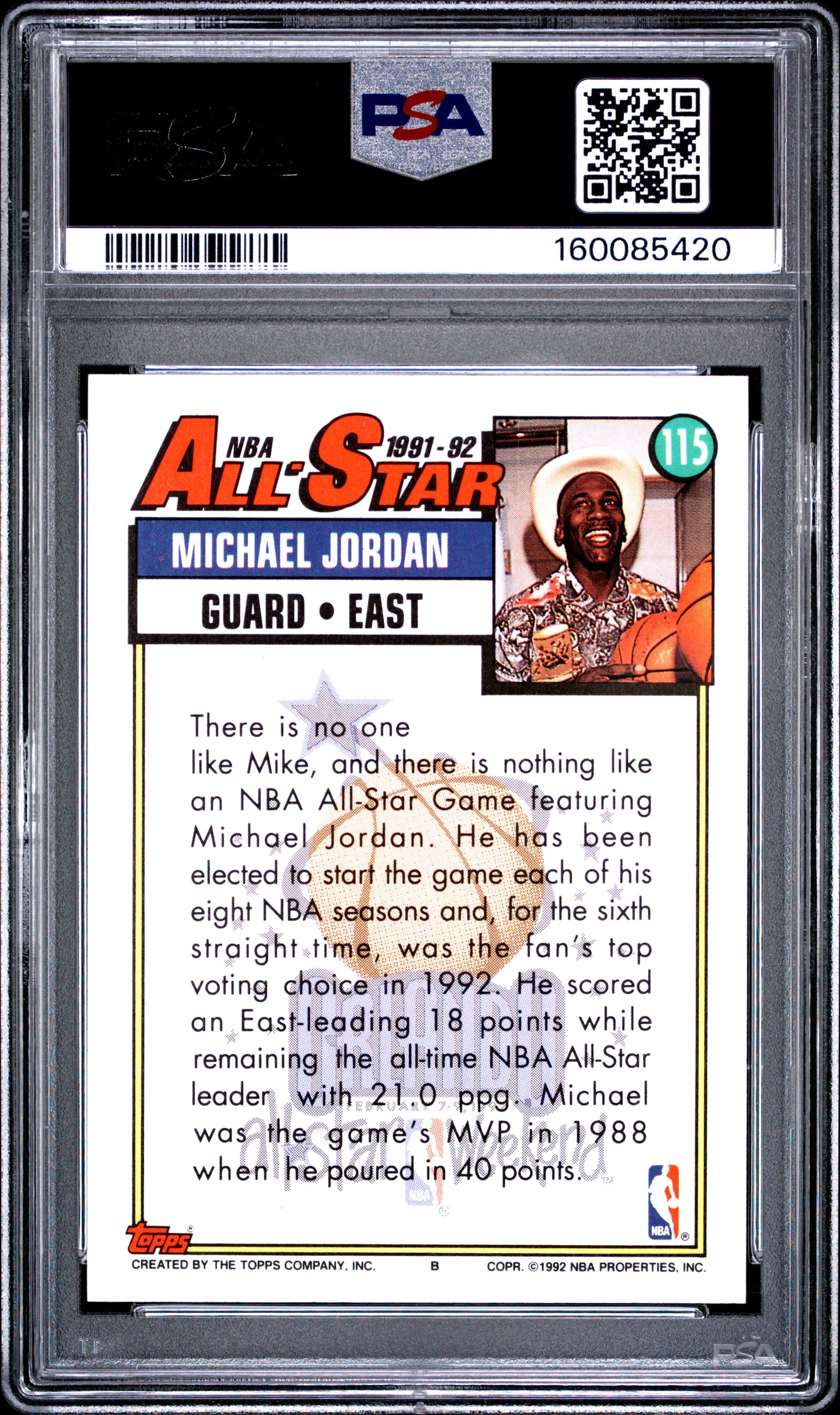 1992 Topps #115 Michael Jordan PSA 10