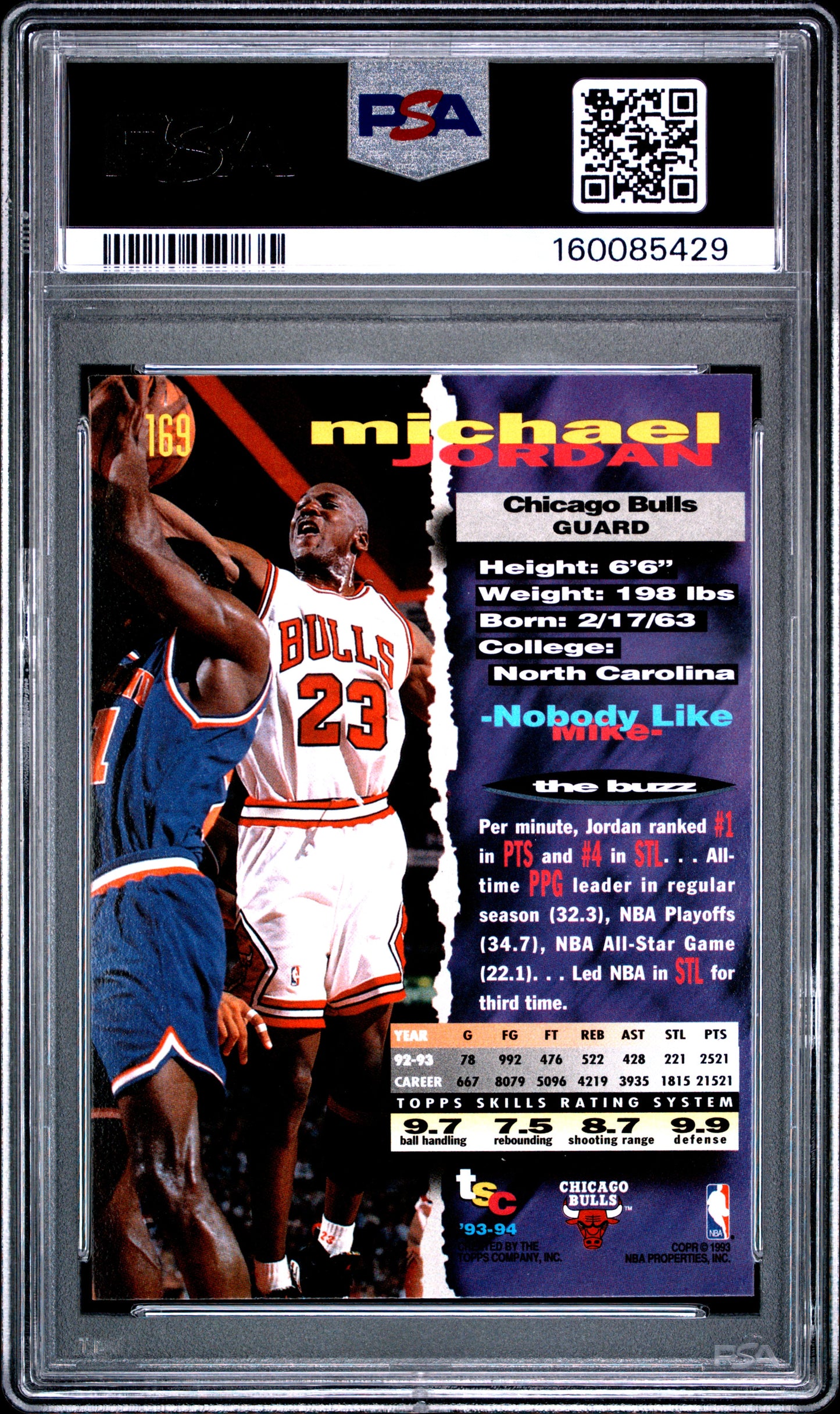 1993 Stadium Club #169 Michael Jordan PSA 8