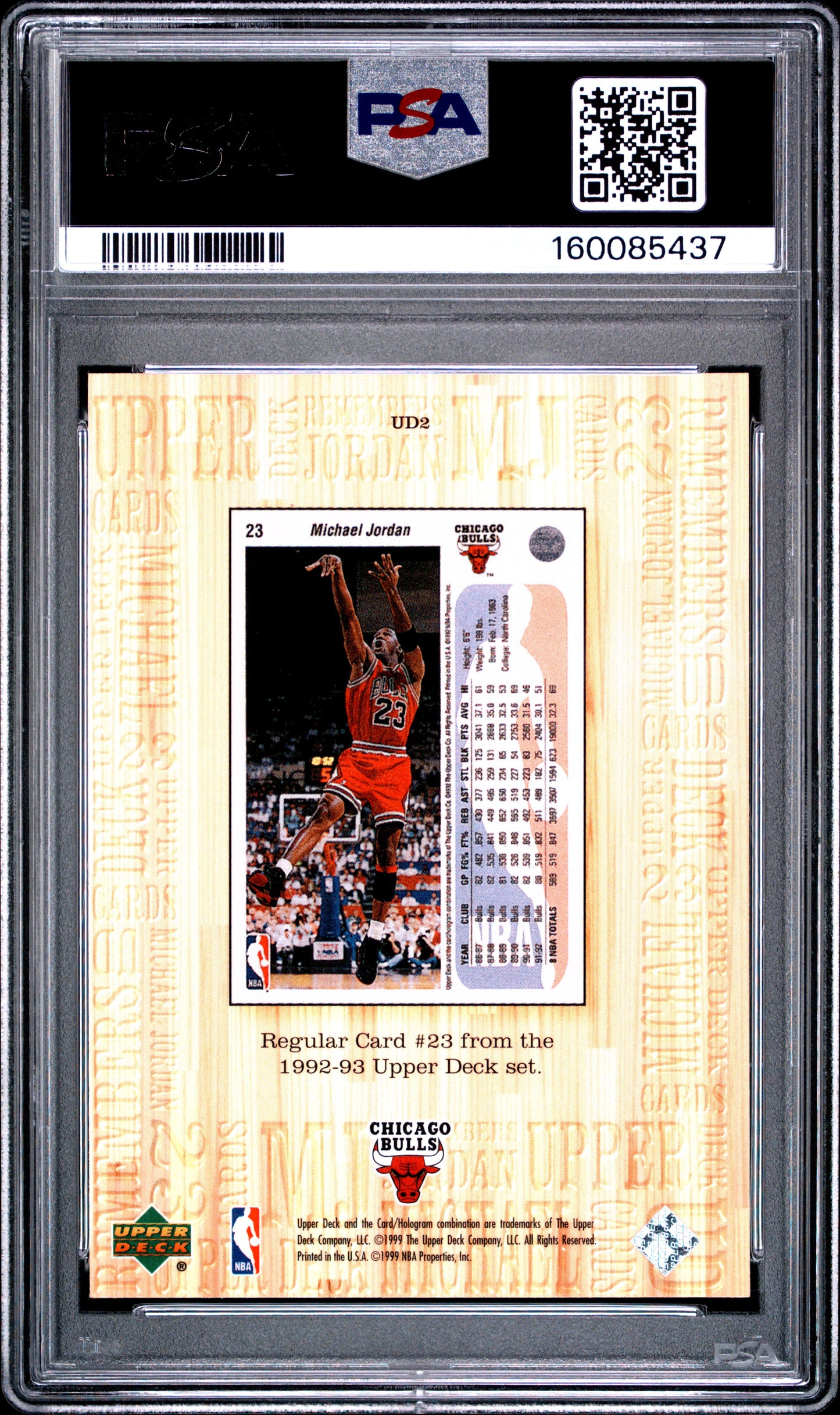 1999 Upper Deck Mj Athlete Of The Century Remembers #UD2 Michael Jordan PSA 8
