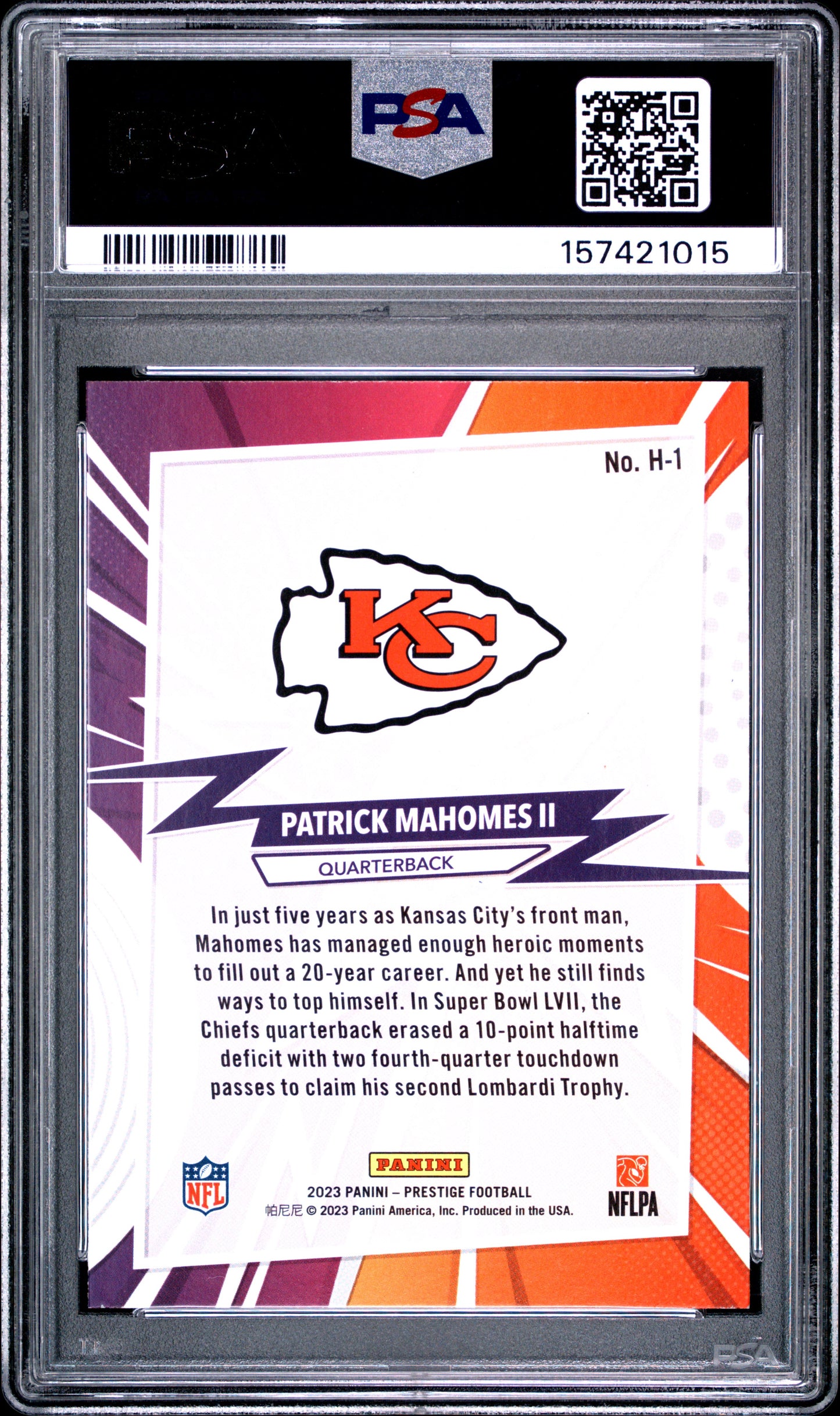 2023 Panini Prestige Heroes #H1 Patrick Mahomes Ii PSA 9