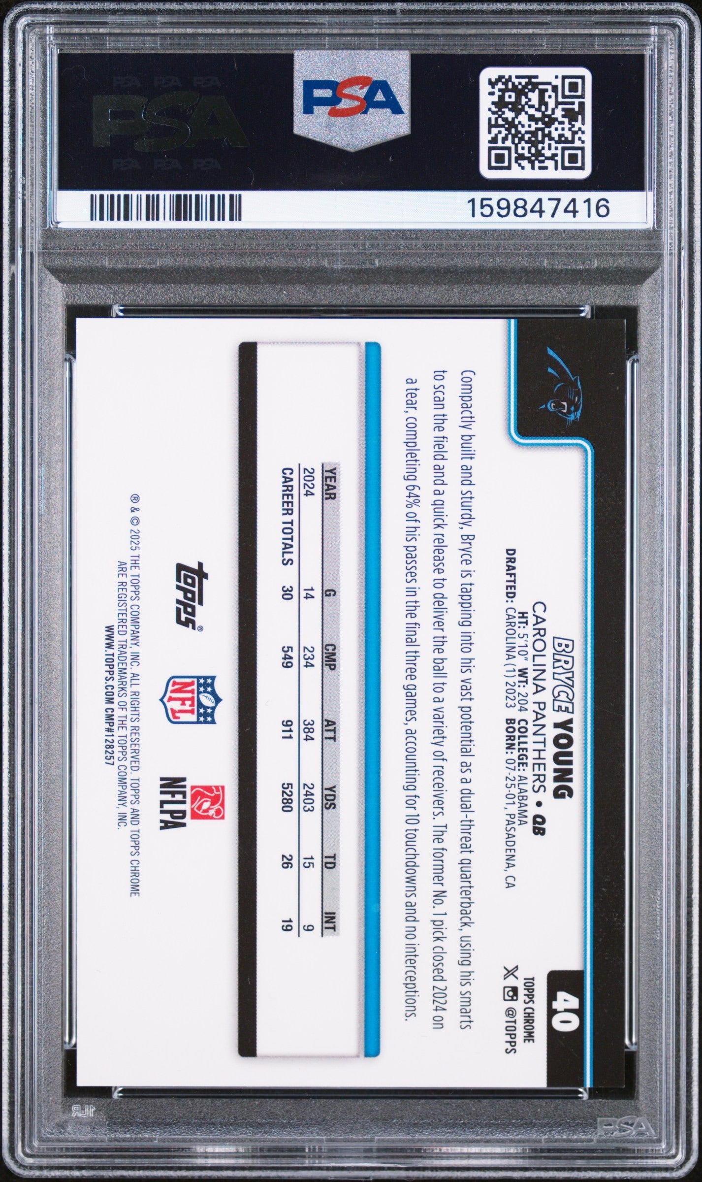 2025 Topps Chrome #40 Bryce Young Orange Wave PSA 9