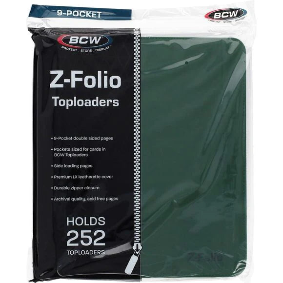 Z-Folio Toploader Binder - 9-Pocket Zipper - Green