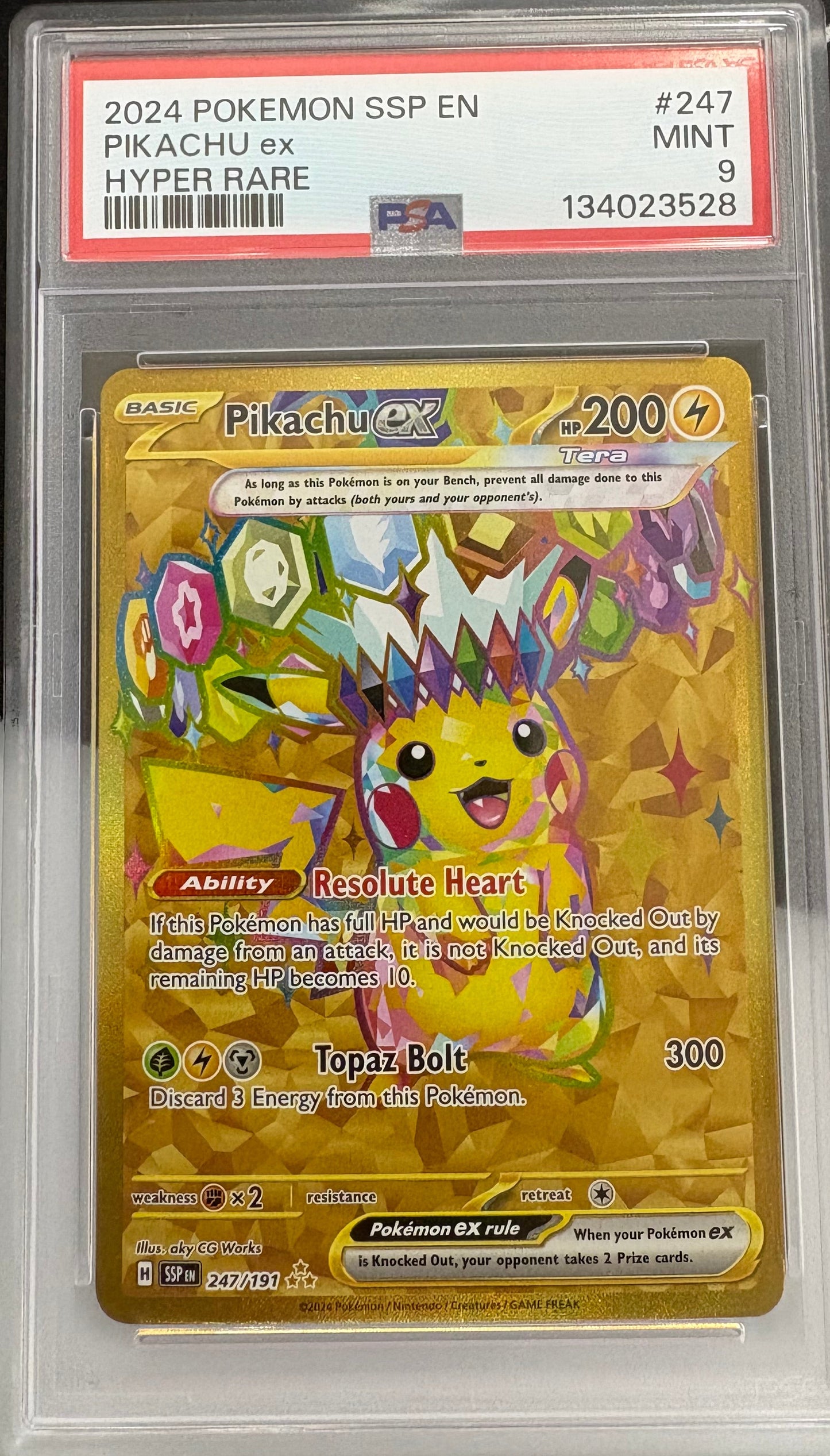 2024 Pokémon SSP EN Pikachu EX PSA 9