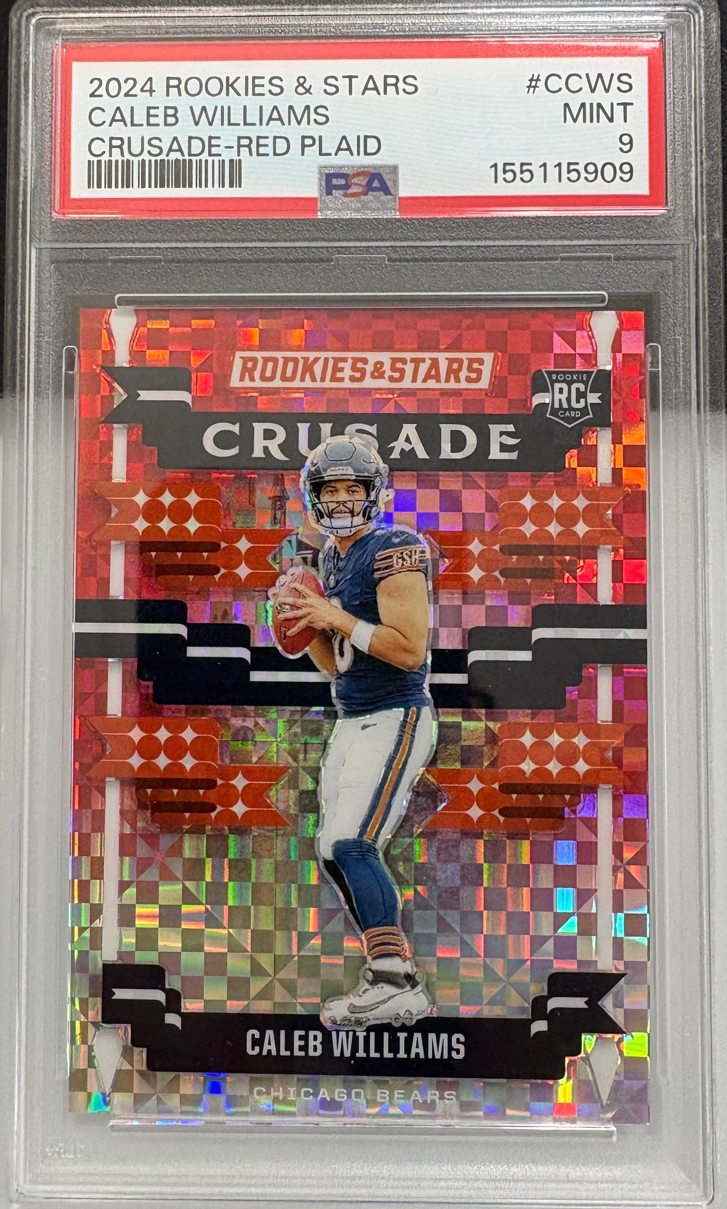 2024 Rookies & Stars Caleb Williams Crusade-Red Plaid PSA 9