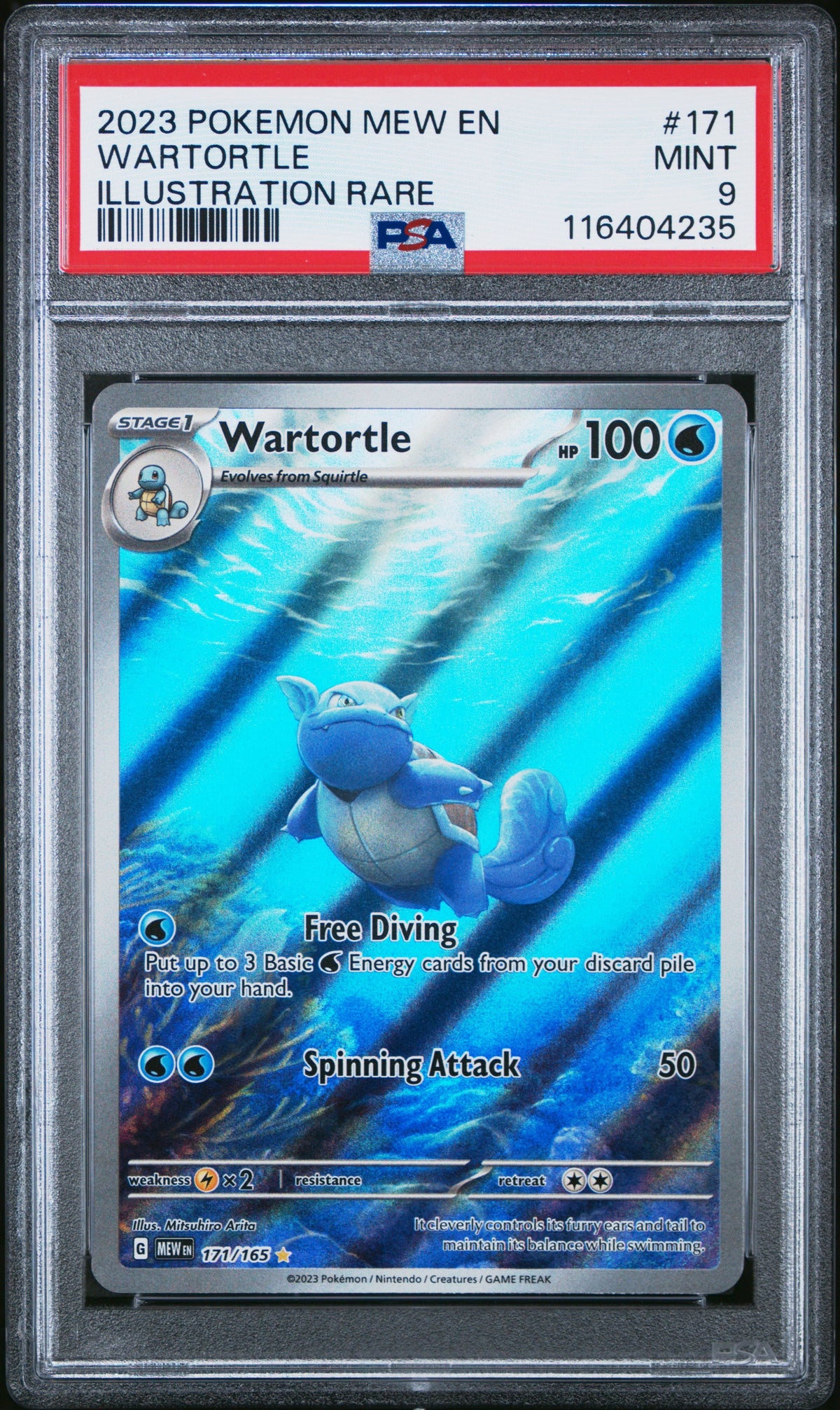 2023 Wartortle Illustration Rare Mew En PSA 9