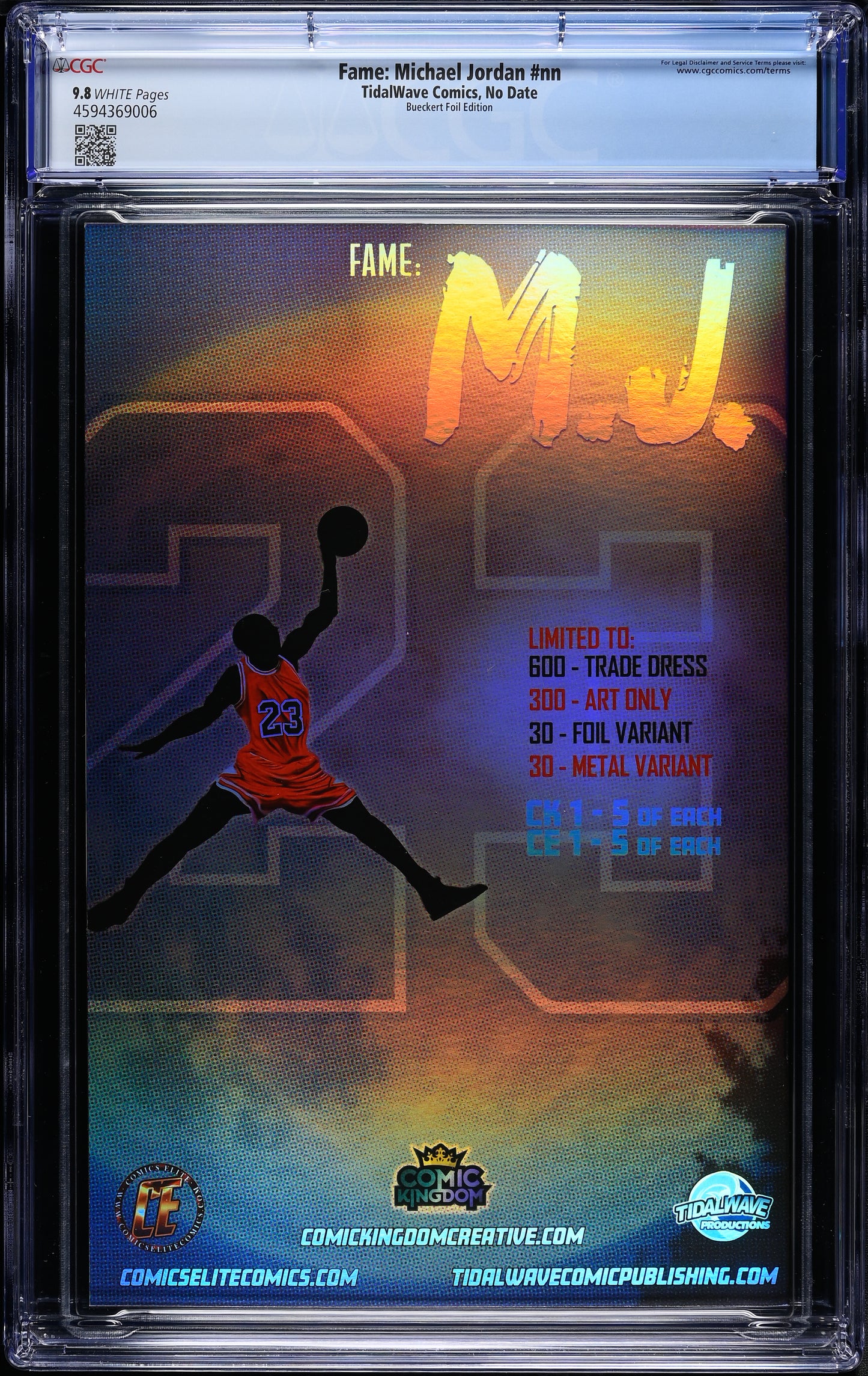 Fame: Michael Jordan #nn Tidalwave Comics CGC 9.8 Bueckert Foil Edition