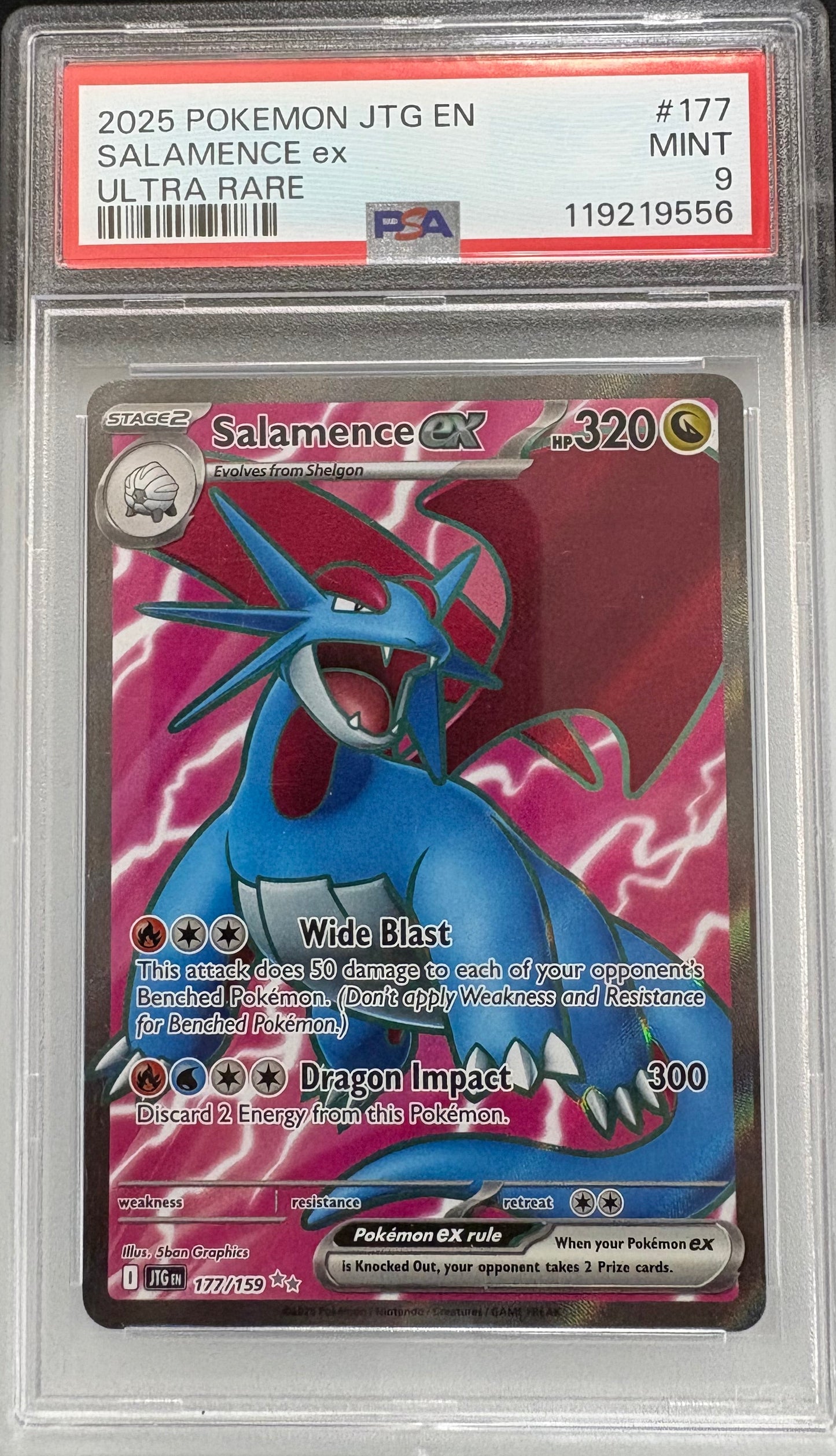 2025 Pokemon JTG EN Salamence EX Ultra Rare PSA 9