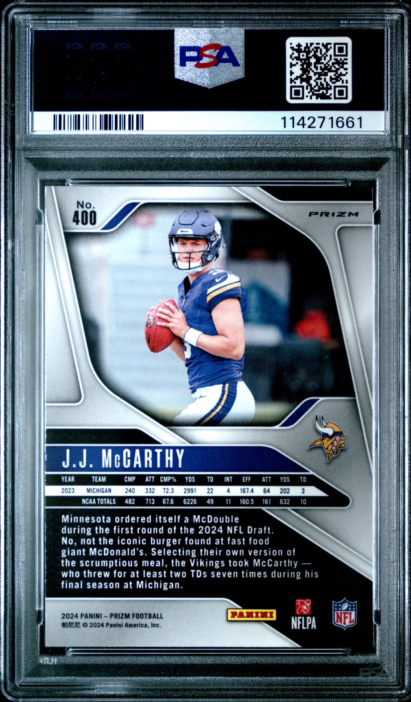 2024 Prizm #400 JJ McCarthy Neon Green Pulsar PSA 10