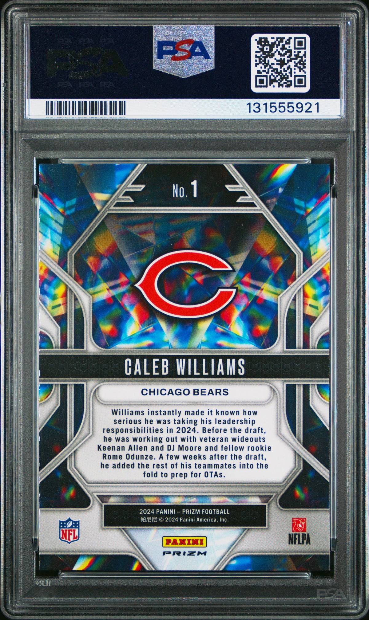 2024 Prizm Prizmatic #1 Caleb Williams Green Wave RC PSA 10