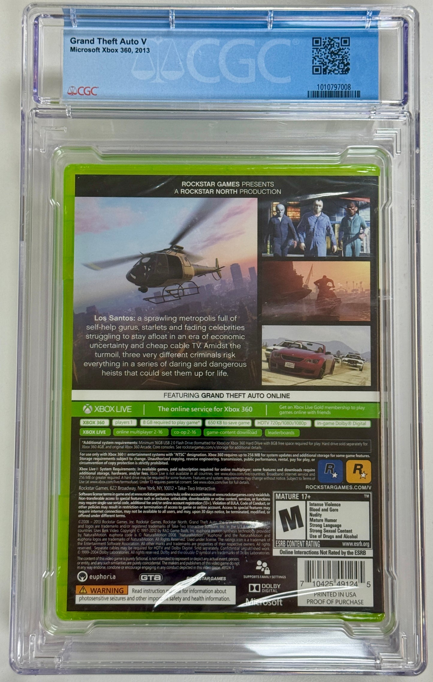 XBox 360 Grand Theft Auto V CGC 9.4 Sealed A Seal