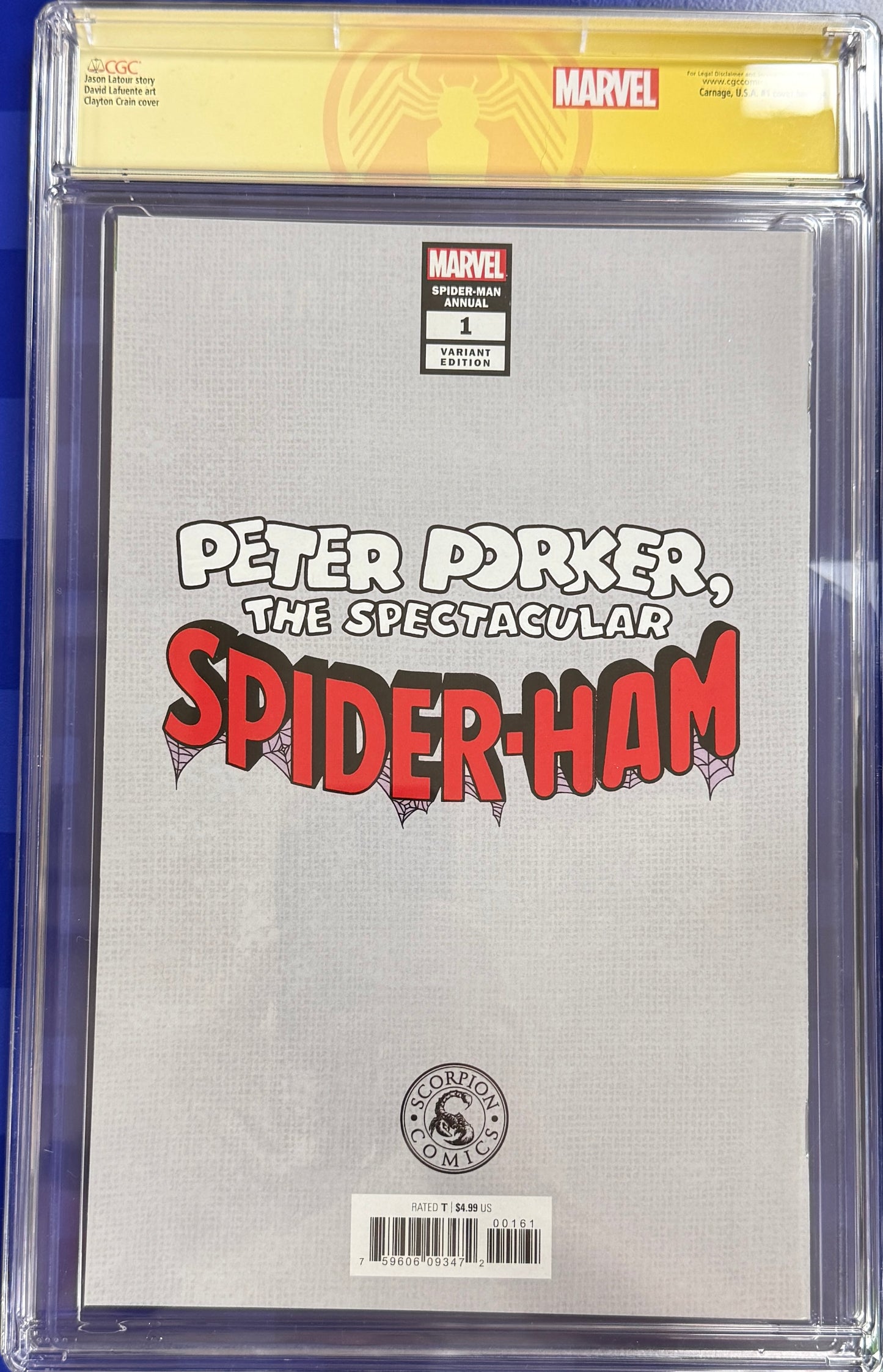 Spider-Man Annual #1 Marvel Comics 8/19 CGC 9.8 Clayton Crain Auto