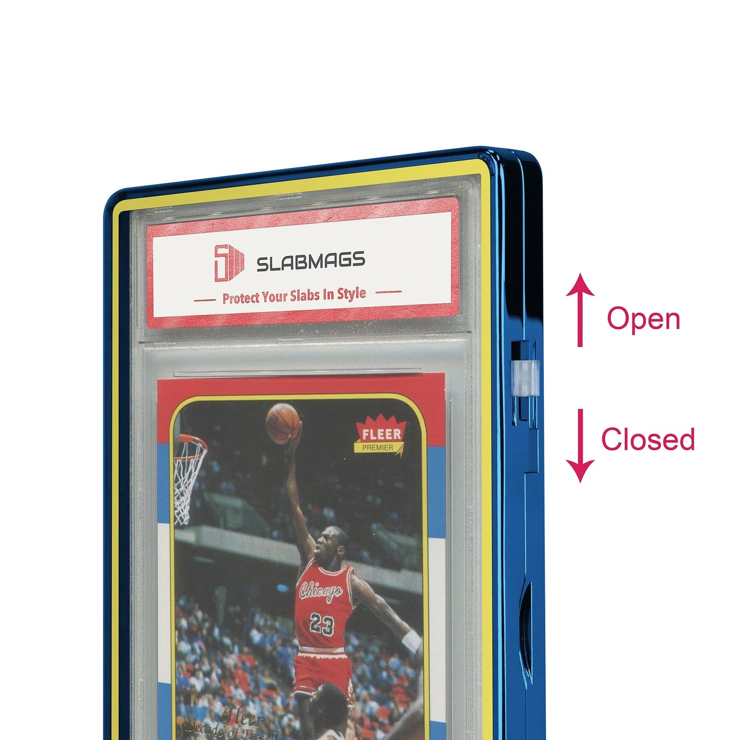 Standard PSA Slabmags Case - Metallic Blue With Yellow Glass Border
