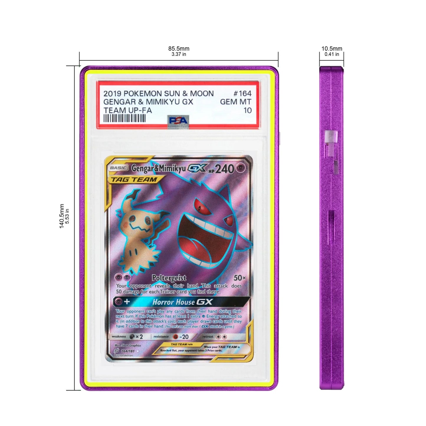 Standard PSA Slabmags Case - Matte Purple With Yellow Glass Border
