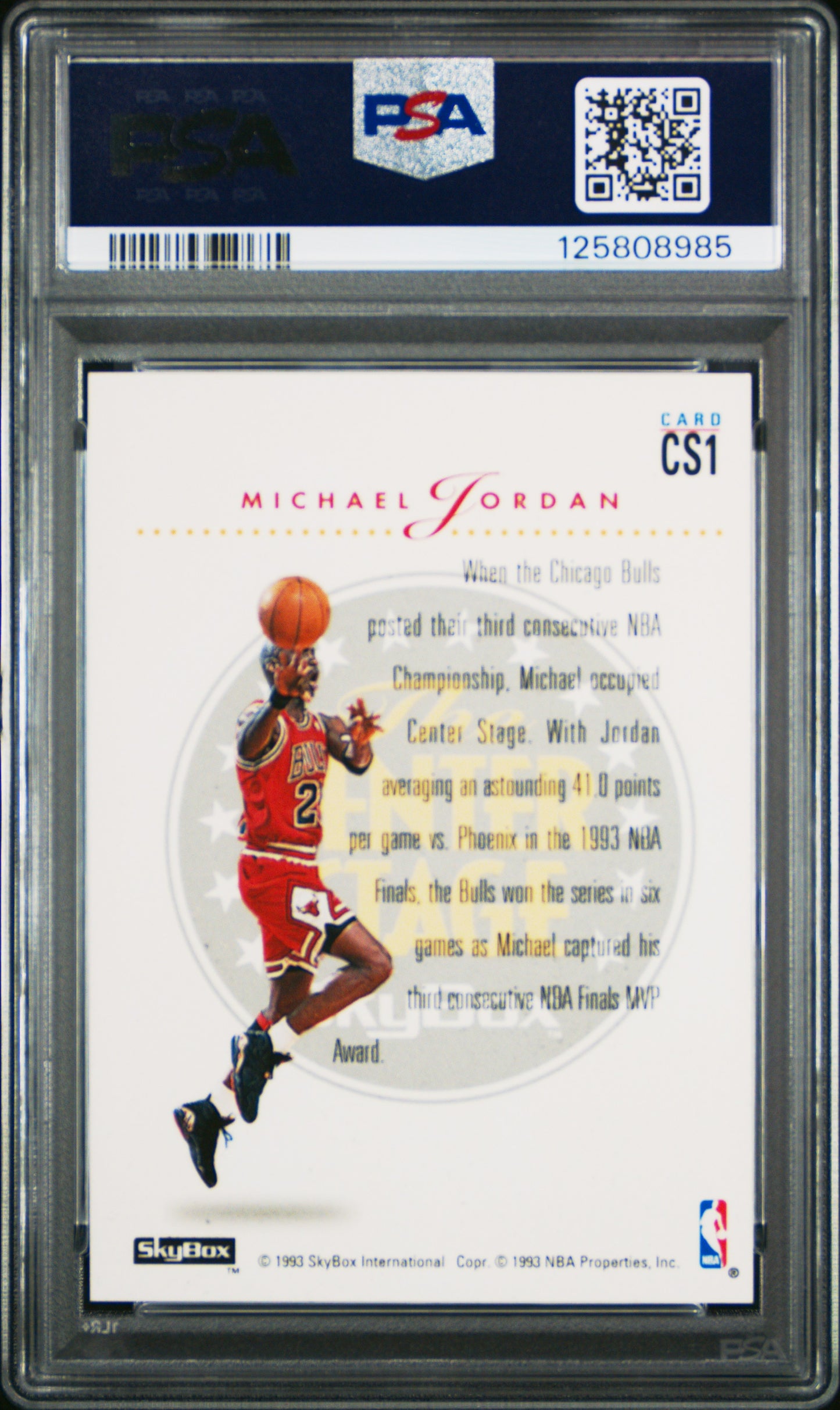 1993 Skybox Premium Center Stage #CS1 Michael Jordan PSA 8