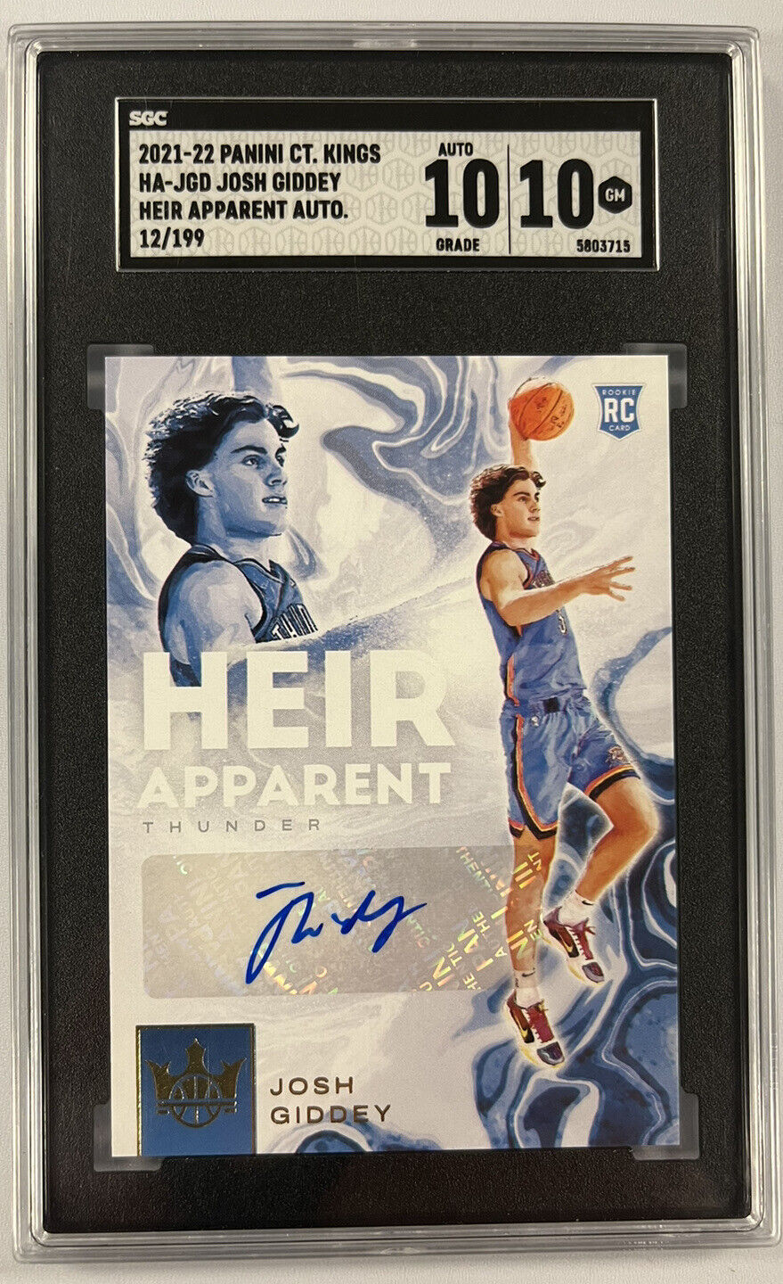 2021-22 PANINI COURT KINGS Josh Giddey /199 Heir Apparent Auto SGC 10/10