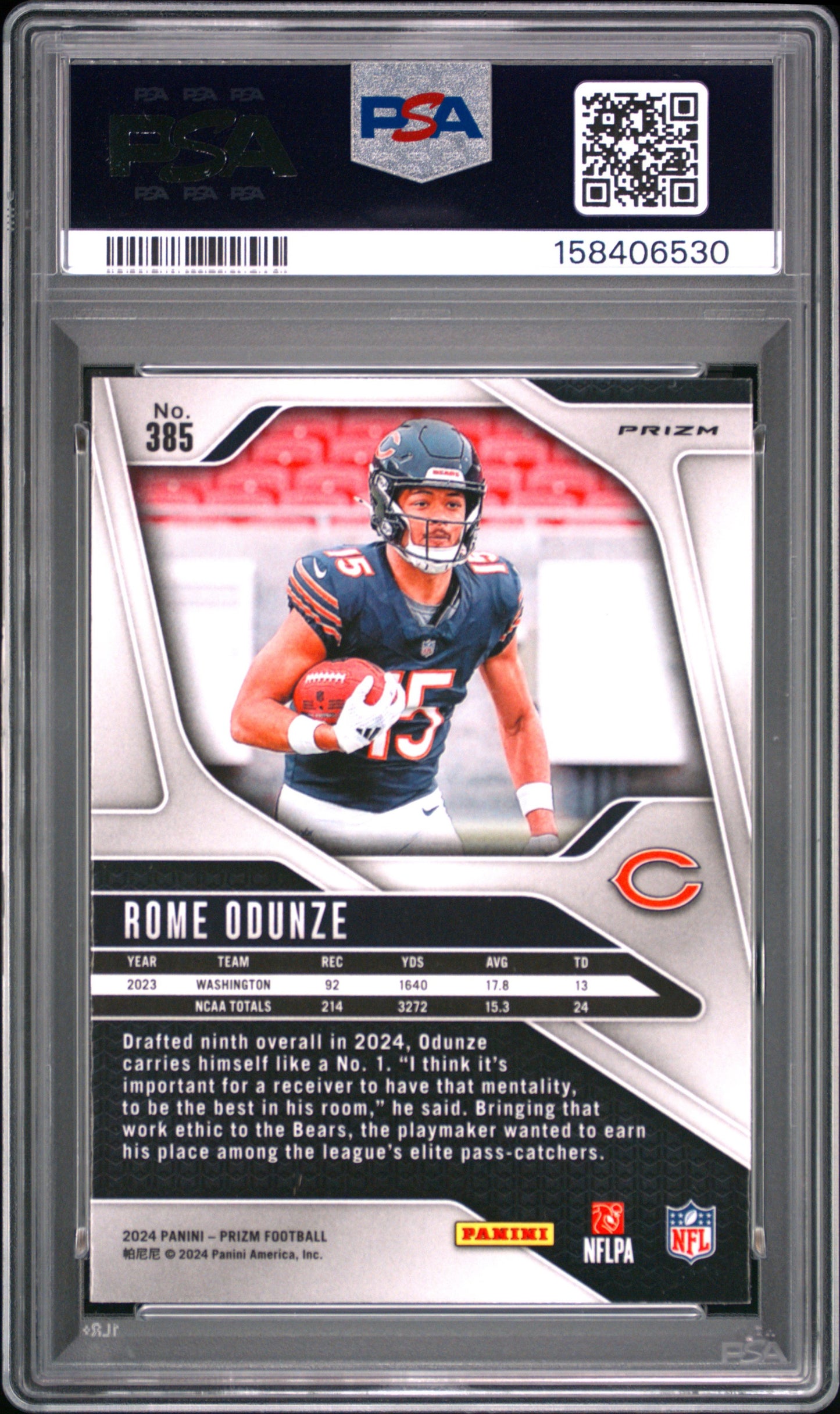 2024 Prizm #385 Rome Odunze Lazer Prizm PSA 9