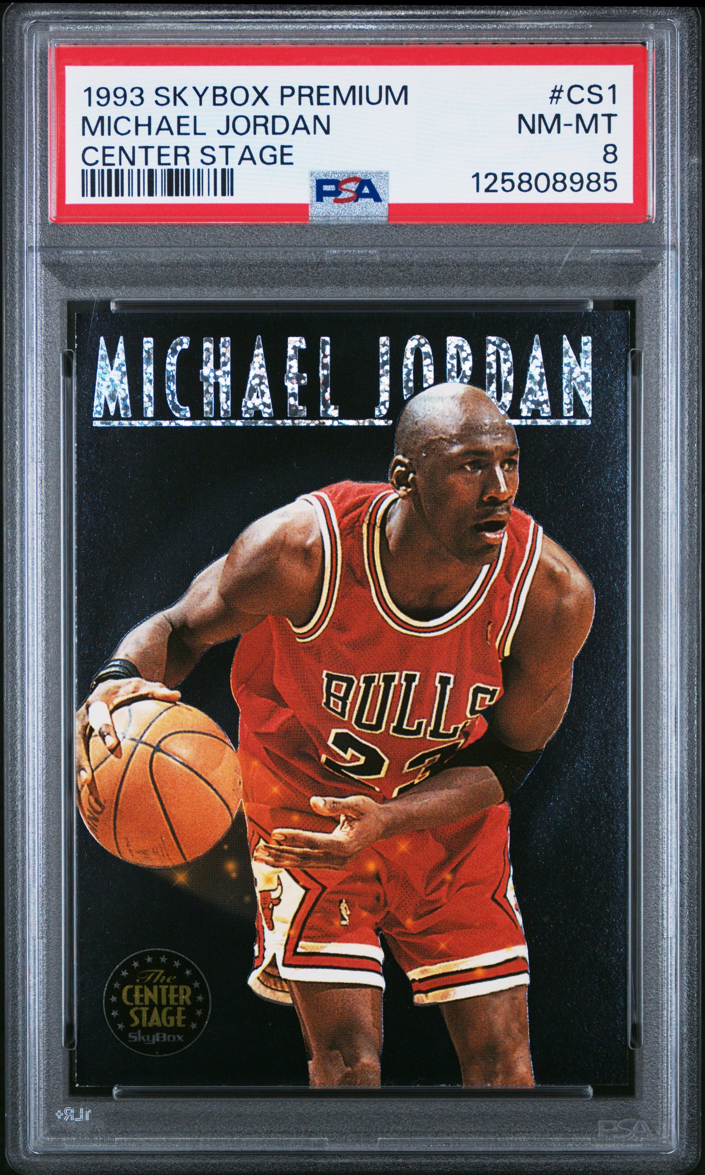 1993 Skybox Premium Center Stage #CS1 Michael Jordan PSA 8