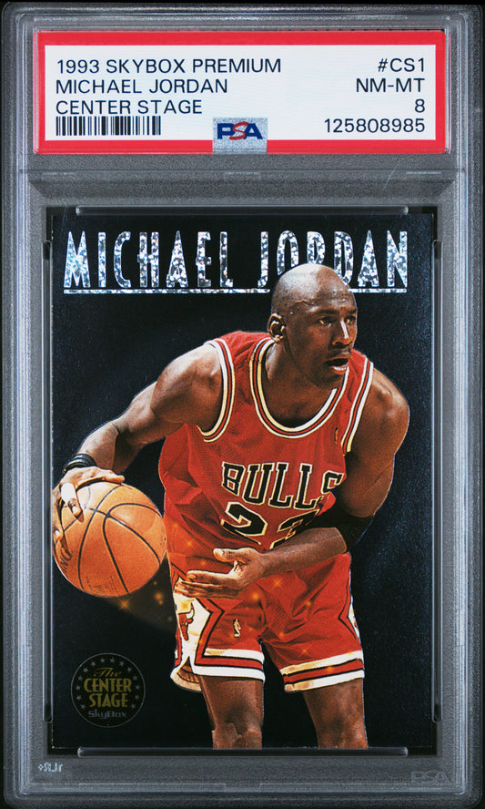 1993 Skybox Premium Center Stage #CS1 Michael Jordan PSA 8