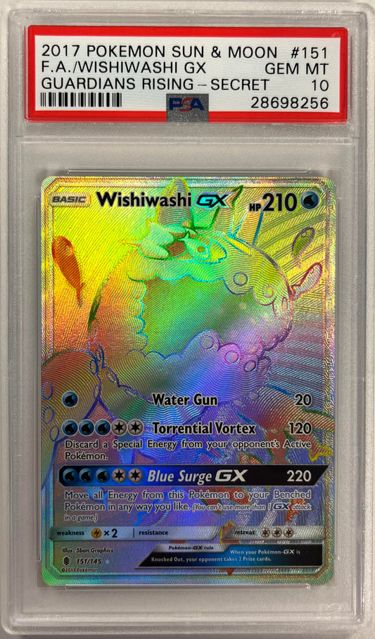 2017 Pokemon Sun & Moon Guardians Rising #151 FA Wishiwashi Gx Secret PSA 10