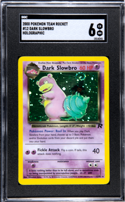 2000 Pokemon Team Rocket #12 Dark Slowbro Holographic SGC 6