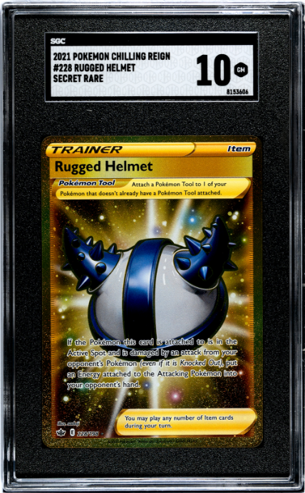 2021 Pokemon Chilling Reign #228 Rugged Helmet Secret Rare SGC 10