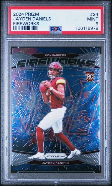 2024 Prizm #24 Jayden Daniels Fireworks RC PSA 9