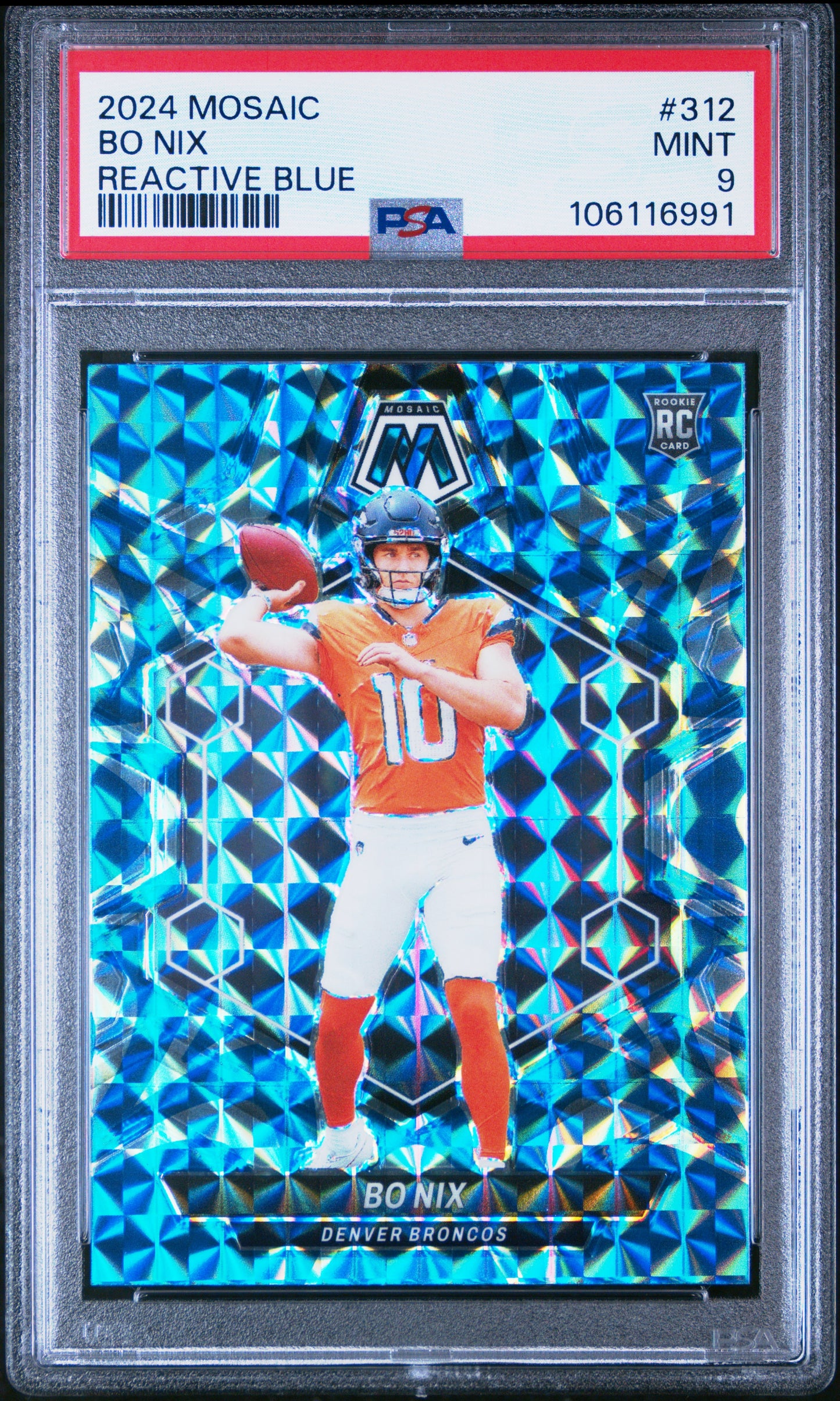 2024 Mosaic #312 Bo Nix Reactive Blue RC PSA 9