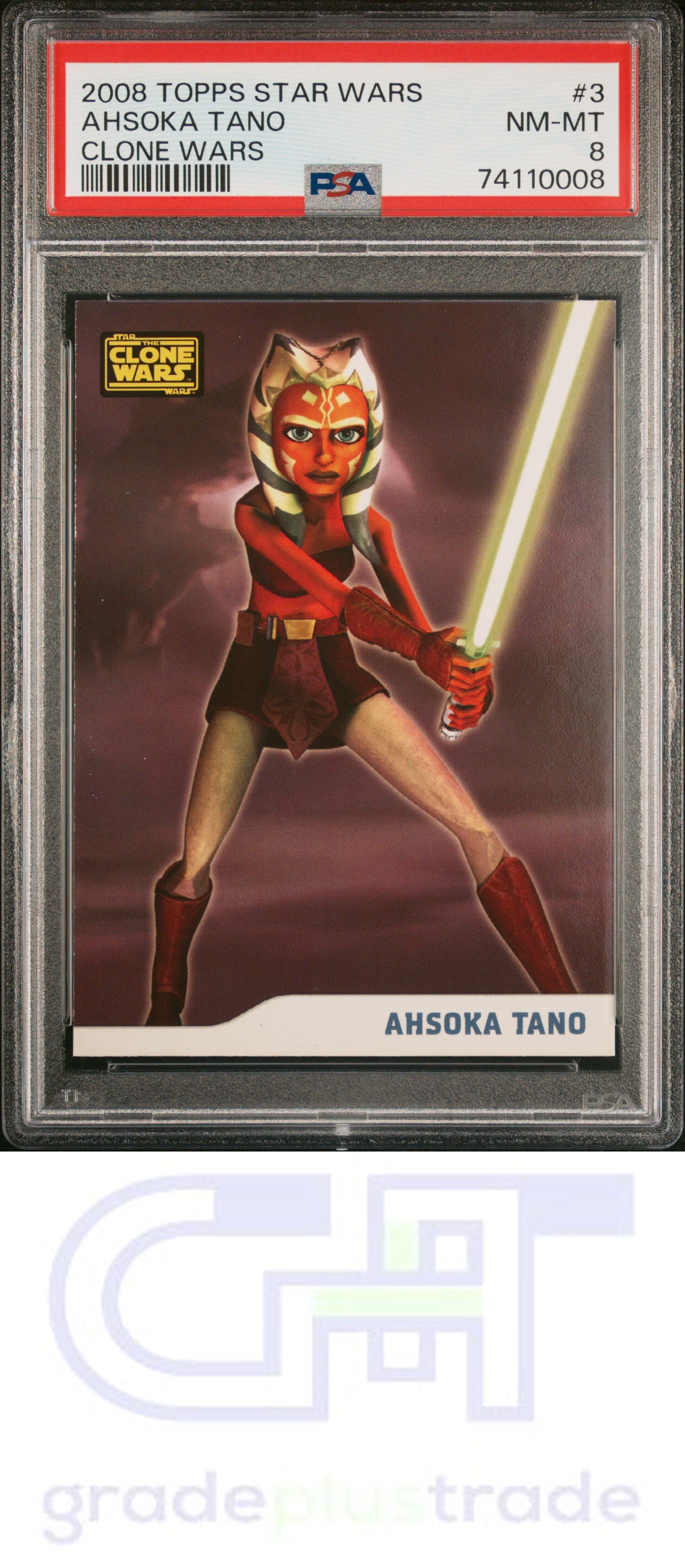 2008 Topps Star Wars The Clone Wars #3 Ahsoka Tano Clone Wars PSA 8