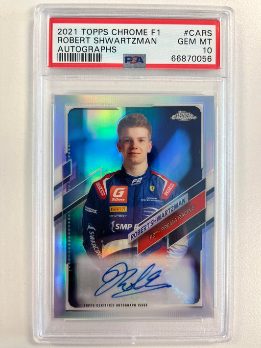 2021 Topps Chrome Formula 1 Autographs #CARS Robert Shwartzman PSA 10